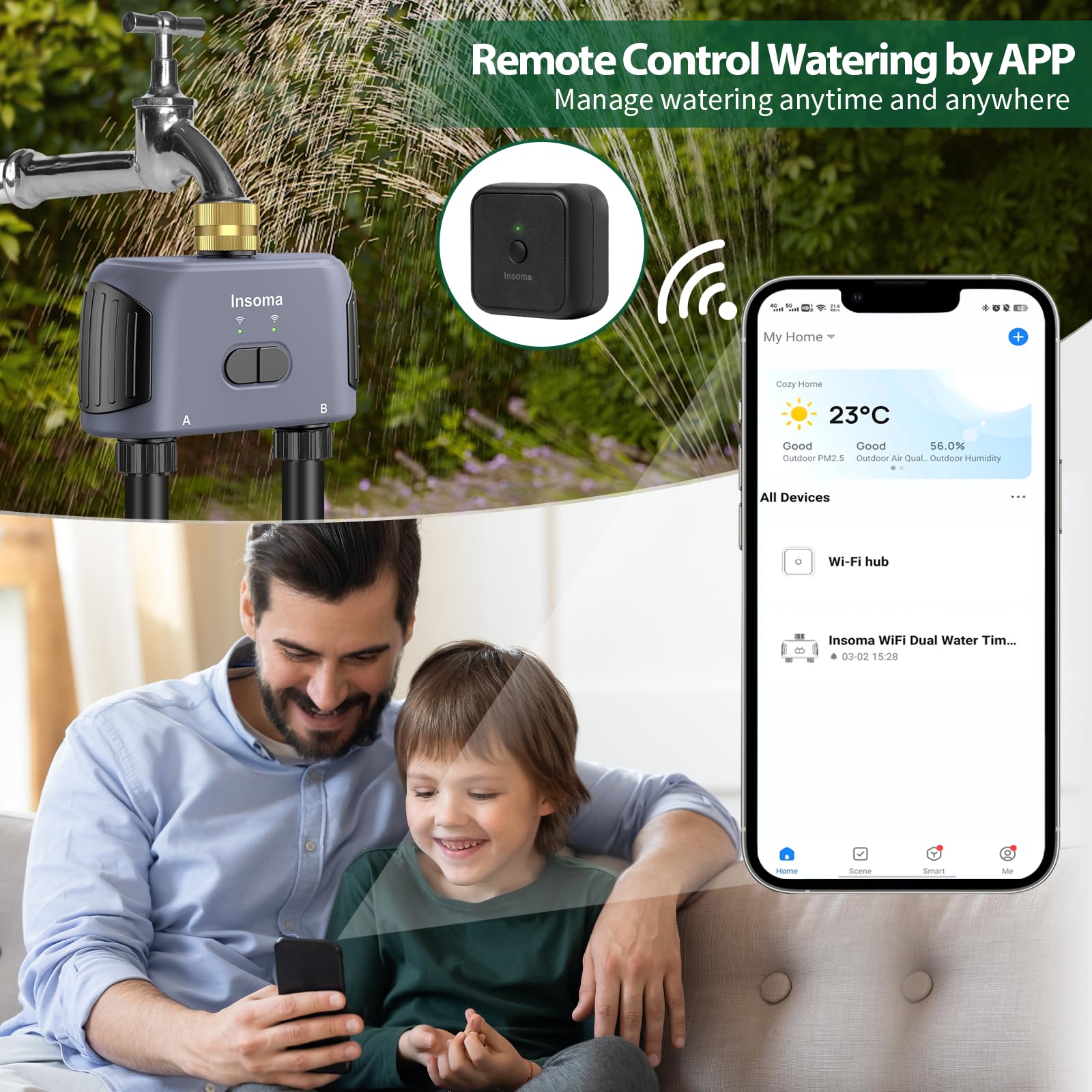 Smart WiFi Water Timer for Garden Hose - 2 Zone Sprinkler Timer with APP Remote Control, Alexa Voice Control, Rain Delay & Manual Mode | Perfect for Lawn, Yard & Garden Irrigation System | Works with Alexa & Smart Home Devices