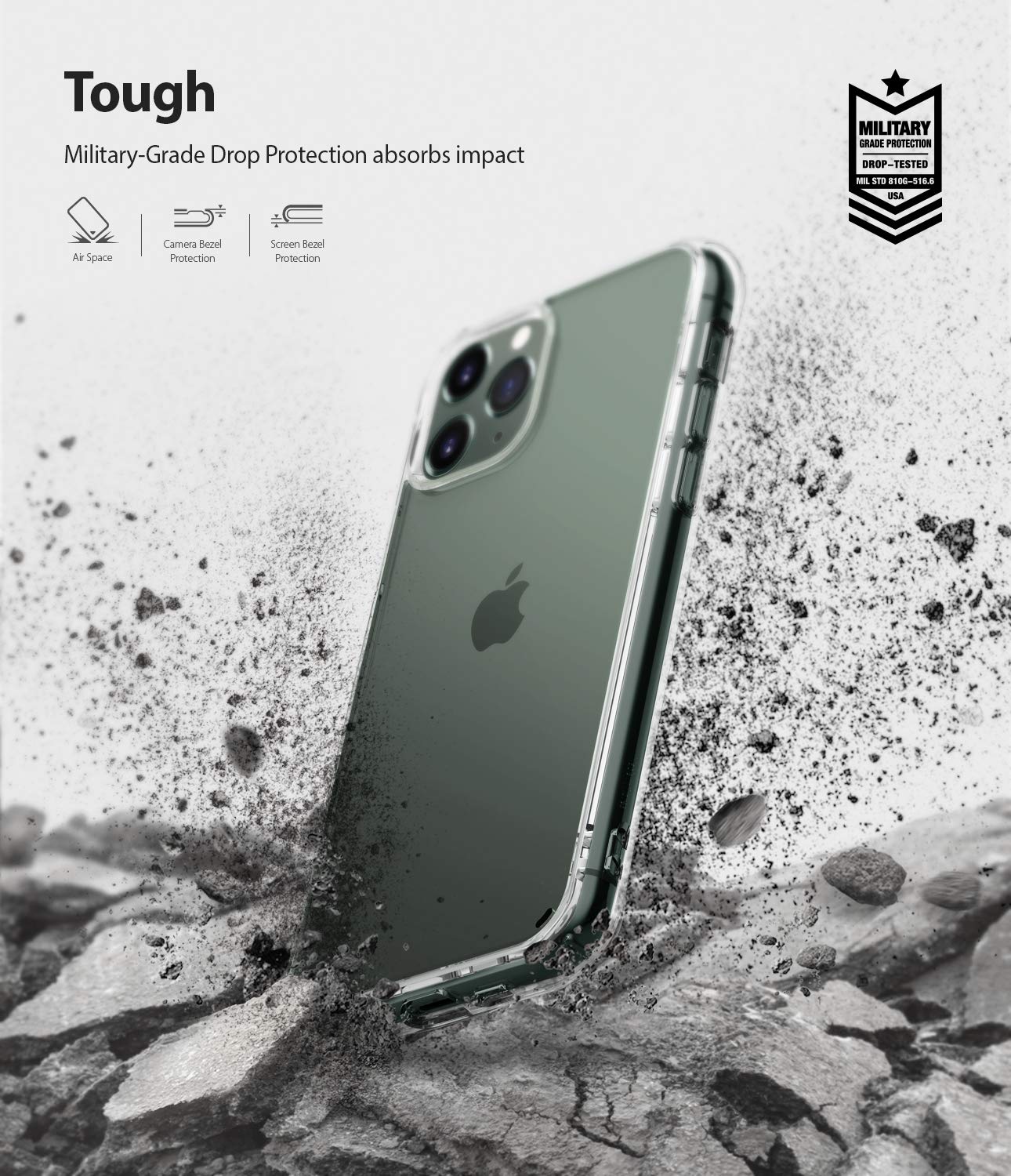 Ringke Fusion iPhone 11 Pro Max Case - Clear Transparent Shockproof Bumper with Built-in Lanyard Hole & Raised Bezel | Protective Cover for Everyday Use, Travel & Outdoor Activities