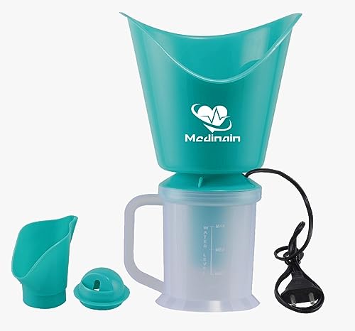Medinain Facial Steamer & Vaporizer for Cold & Cough Relief - Portable Steam Inhaler Machine for Adults & Kids - Green | Perfect for Home Spa, Sinus Relief & Facial Care