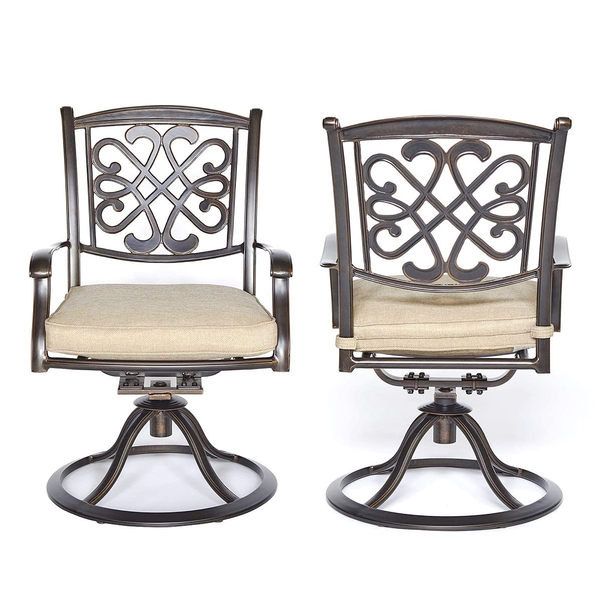 DALI 5-Piece Outdoor Dining Set - Aluminum Patio Furniture with Deep Cushioned Swivel Rocker Chairs & 48-Inch Round Casting Table | Perfect for Backyard, Garden, Poolside & Outdoor Entertaining