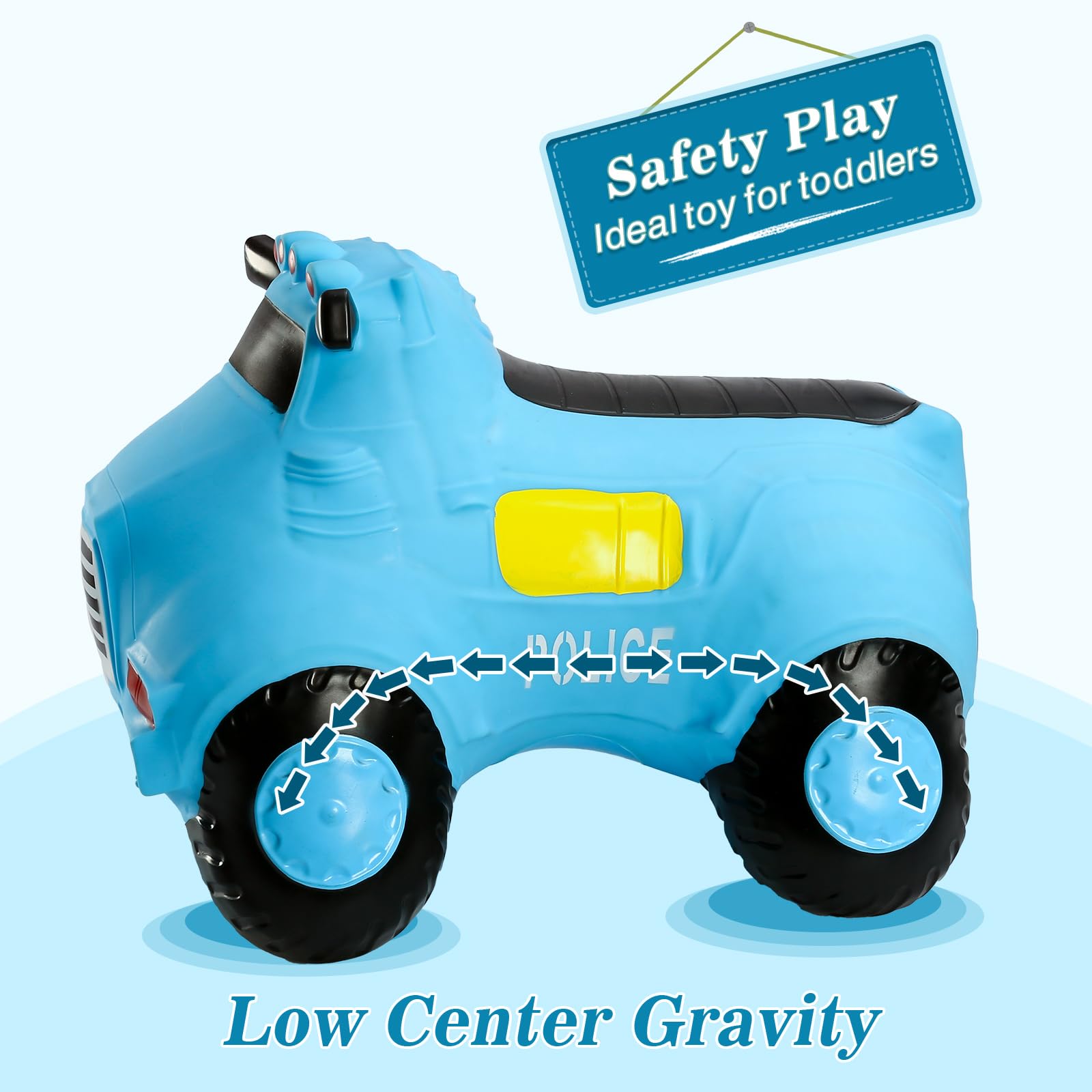 INPANY Inflatable Bouncy Ride-On Car Toy for Toddlers Age 2-4 | Boys Girls Birthday Gift | Outdoor Play & Indoor Educational Activity | Perfect for Backyard Fun, Birthday Parties & Preschool Playtime