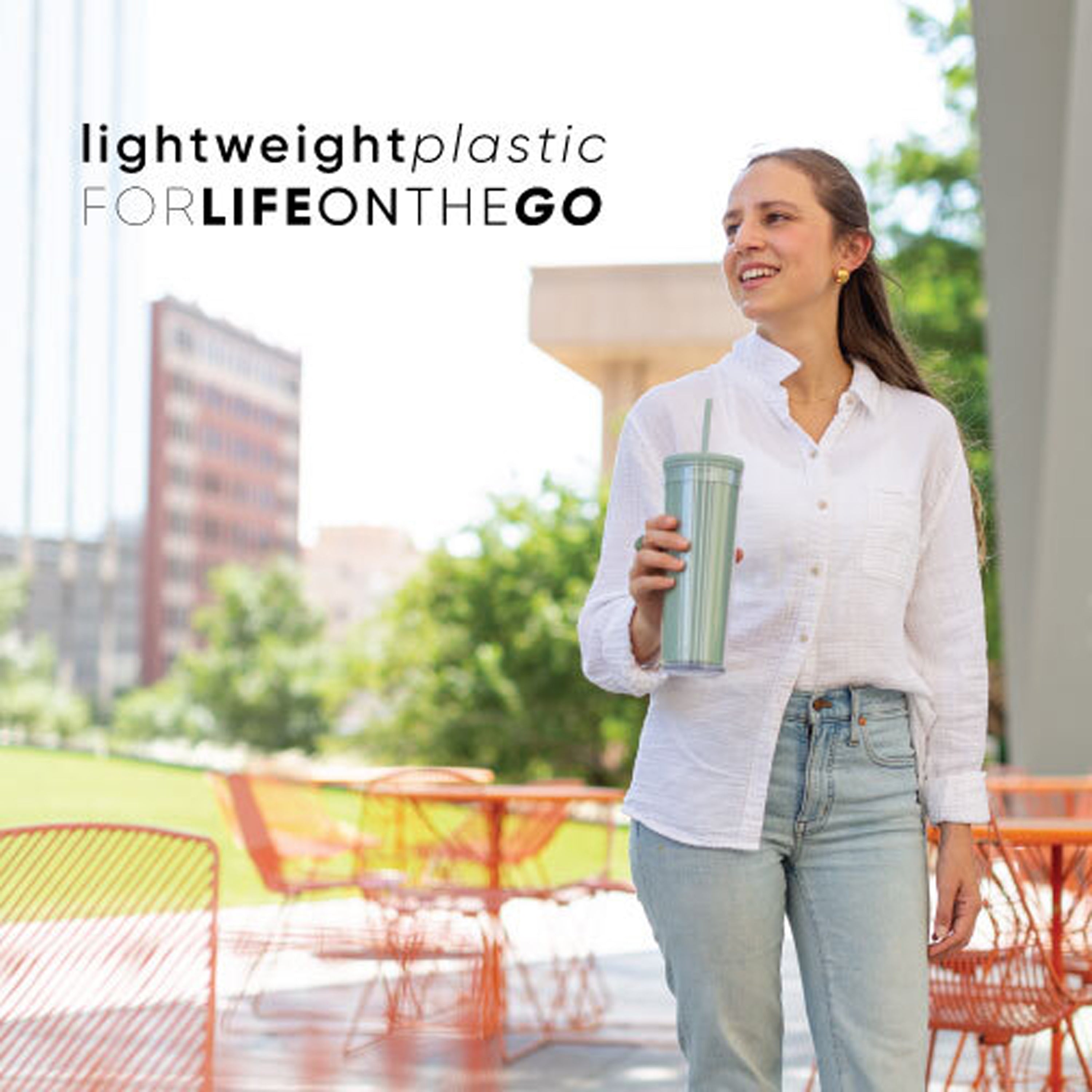 Eco-Friendly Plastic Classic Tumbler - 20oz Insulated Travel Mug with Lid & Straw - Perfect for Coffee, Tea, Smoothies - Ideal for Office, Gym, Camping & Outdoor Activities
