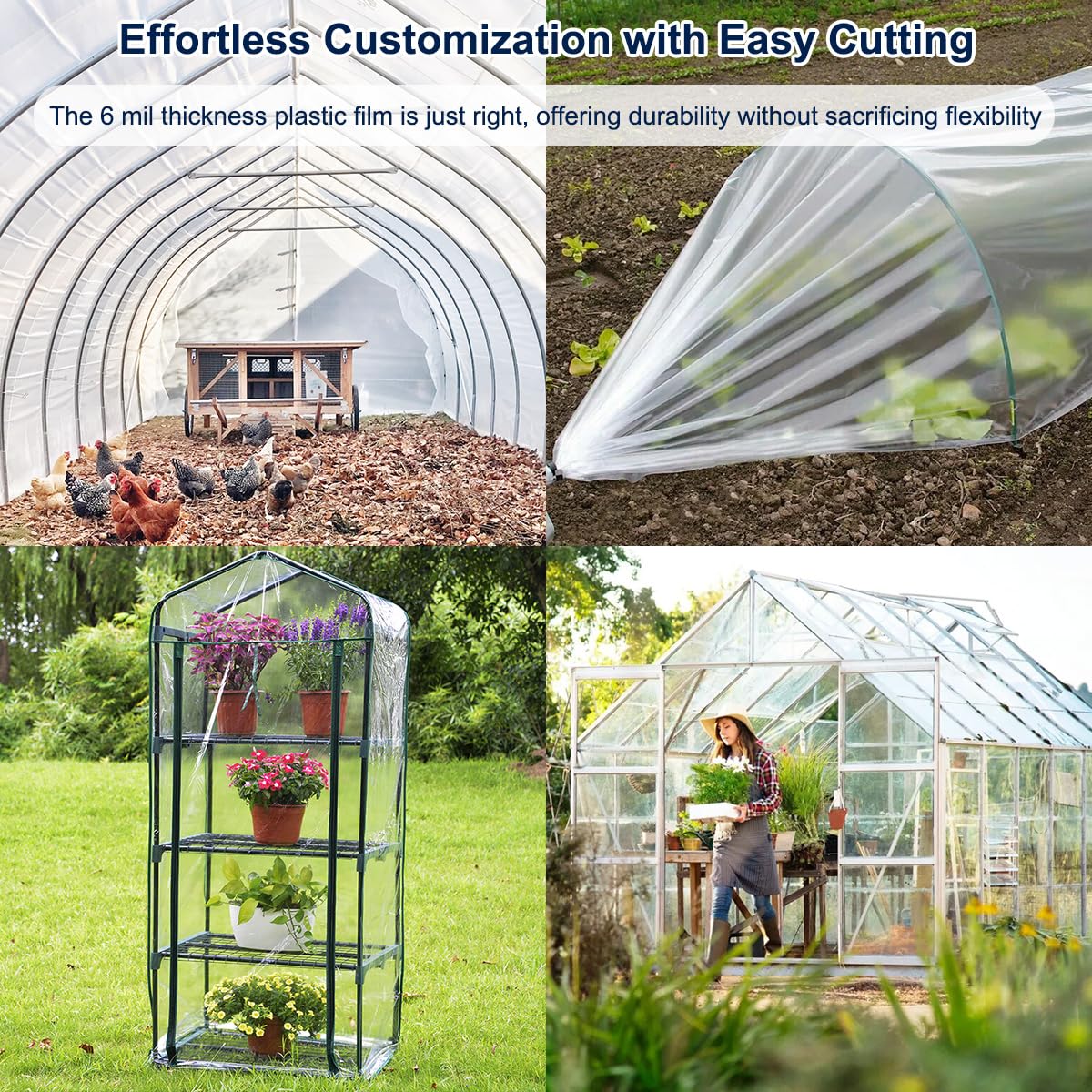6 mil Greenhouse Plastic Sheeting 32x40 FT - Clear Durable UV Resistant Polyethylene Film for Gardening, Farming, Nursery & Poultry Coop - Perfect for Plant Protection, Season Extension & DIY Greenhouse Covers