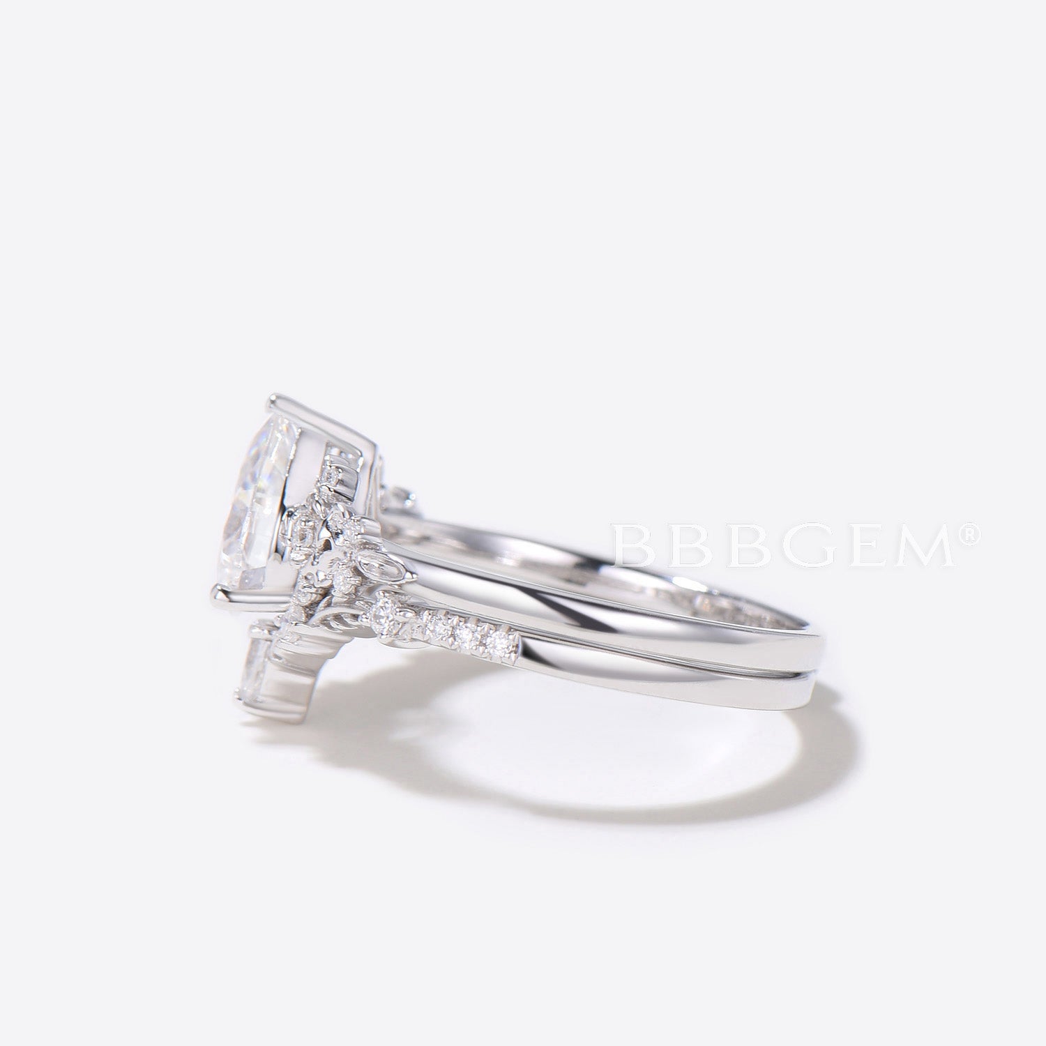 Pear Diamond Solid Gold Engagement Ring - Nature-Inspired Leaf & Flower Design for Women | Perfect for Wedding, Proposal, Anniversary & Romantic Occasions