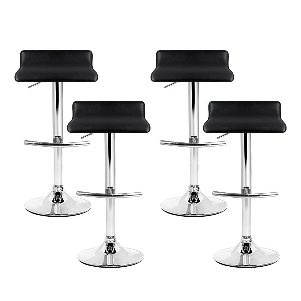 Adjustable Height 4-Piece Bar Stool Set with Gas Lift Mechanism - Black Counter Stools for Kitchen Island, Dining Room & Home Bar