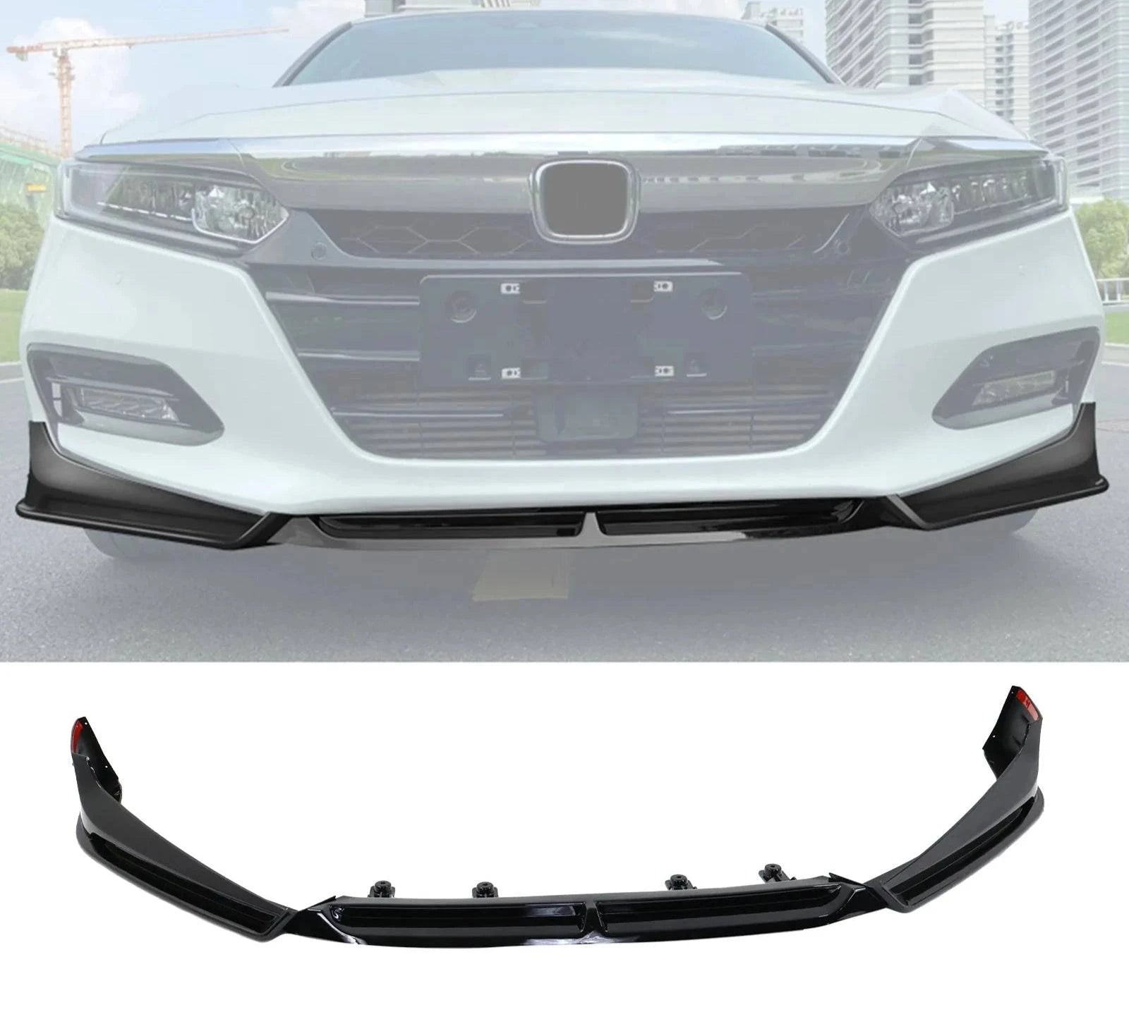 2018-2021 Honda Accord V4 Style Front Bumper Lip Spoiler - 3 Piece Set for Sporty Look & Enhanced Aerodynamics - Perfect for Car Enthusiasts & Street Racing