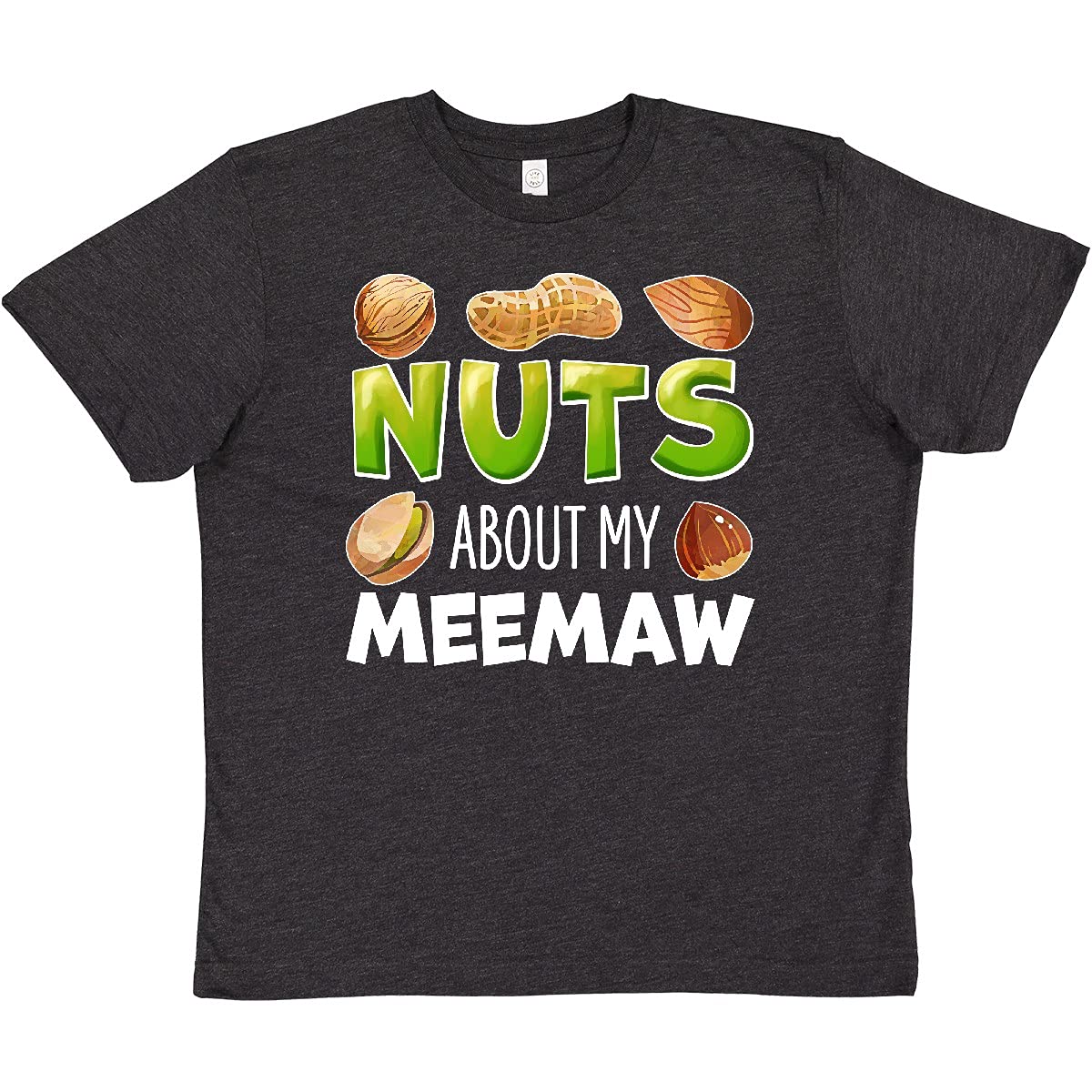 Funny Nuts About My Meemaw Peanut Almond Pistachio Graphic Youth T-Shirt | Cute Casual Family Outfit for Kids & Teens | Perfect for Grandparents Day, Family Reunions & Everyday Wear
