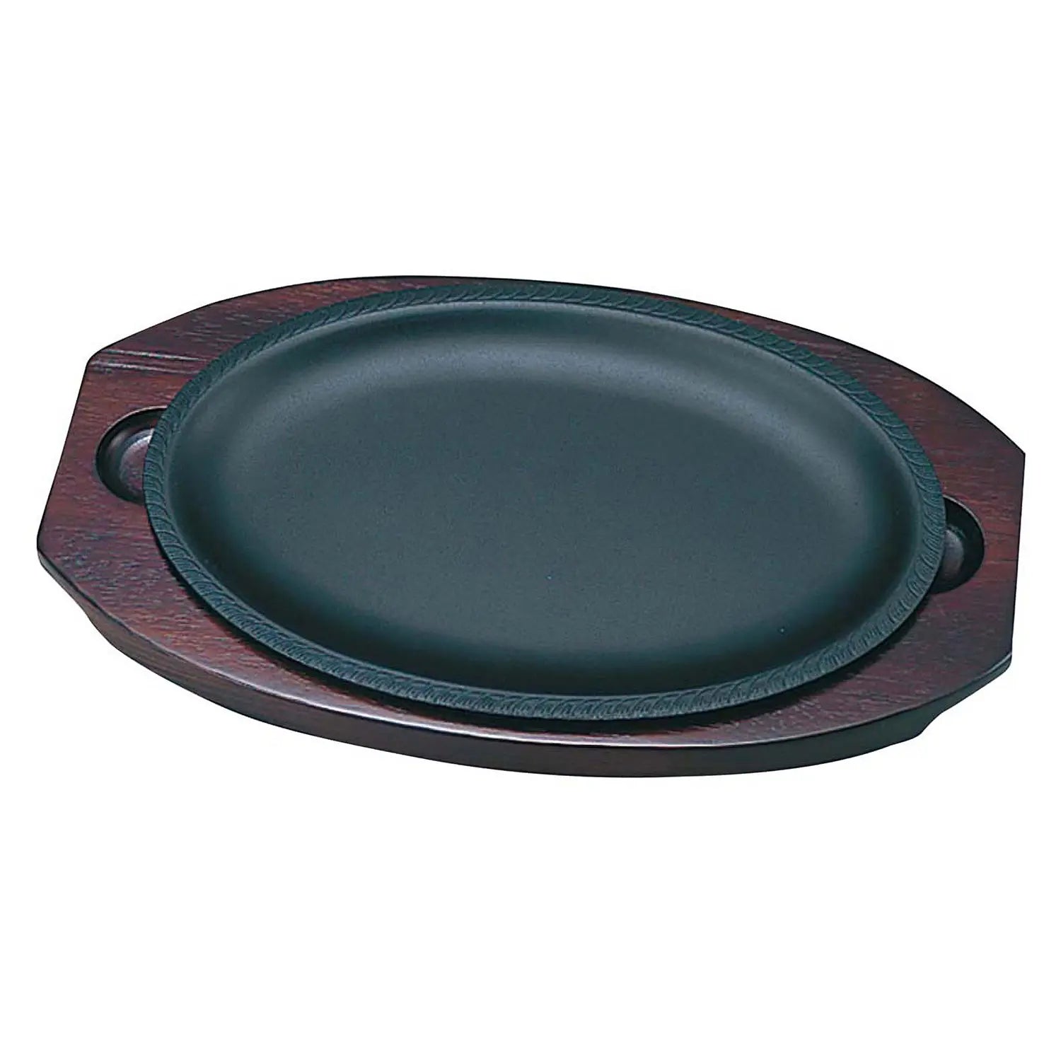 Premium Ikeda Cast Iron Sizzler Platter - Japanese Wakaba Design for Steak, Fajitas & Sizzling Dishes - Perfect for Restaurants, Home Cooking & Outdoor BBQs