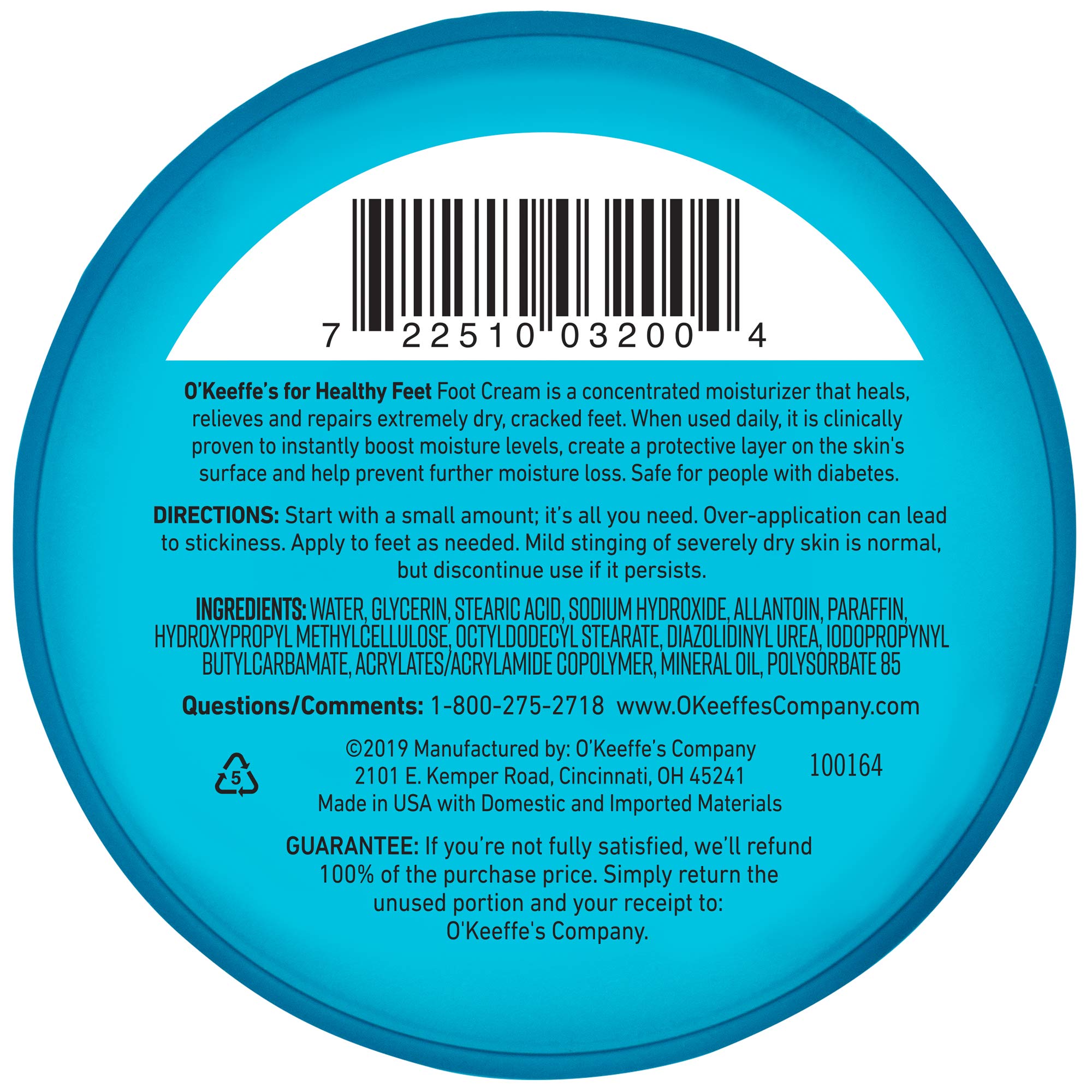 O'Keeffe's Healthy Feet Foot Cream - 3.2 oz Jar (10 Pack) - Intense Moisturizing for Dry, Cracked Feet - Perfect for Athletes, Diabetics & Daily Foot Care