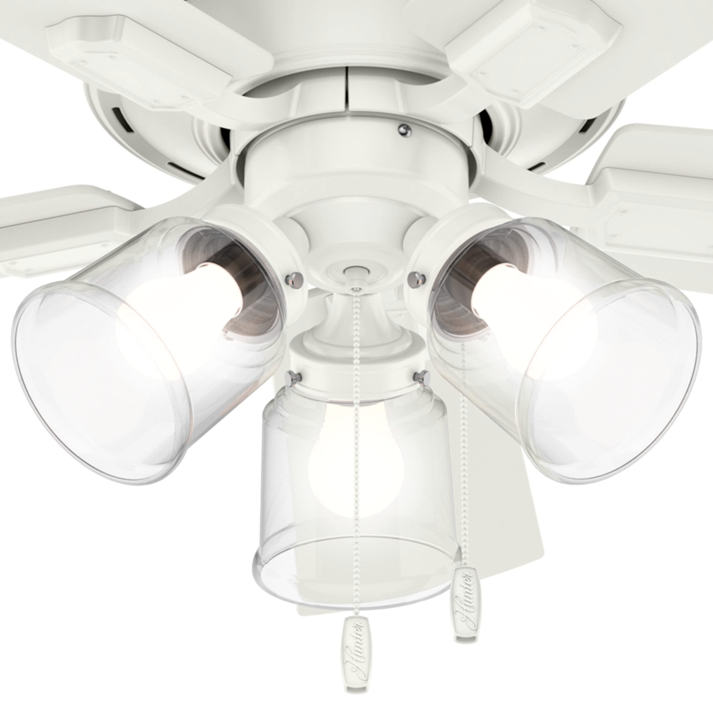 Hunter Fan Company 52152 42 Inch Crestfield Fresh White Low Profile Ceiling Fan with LED Light Kit and Pull Chain - Perfect for Bedrooms, Living Rooms, and Indoor Spaces