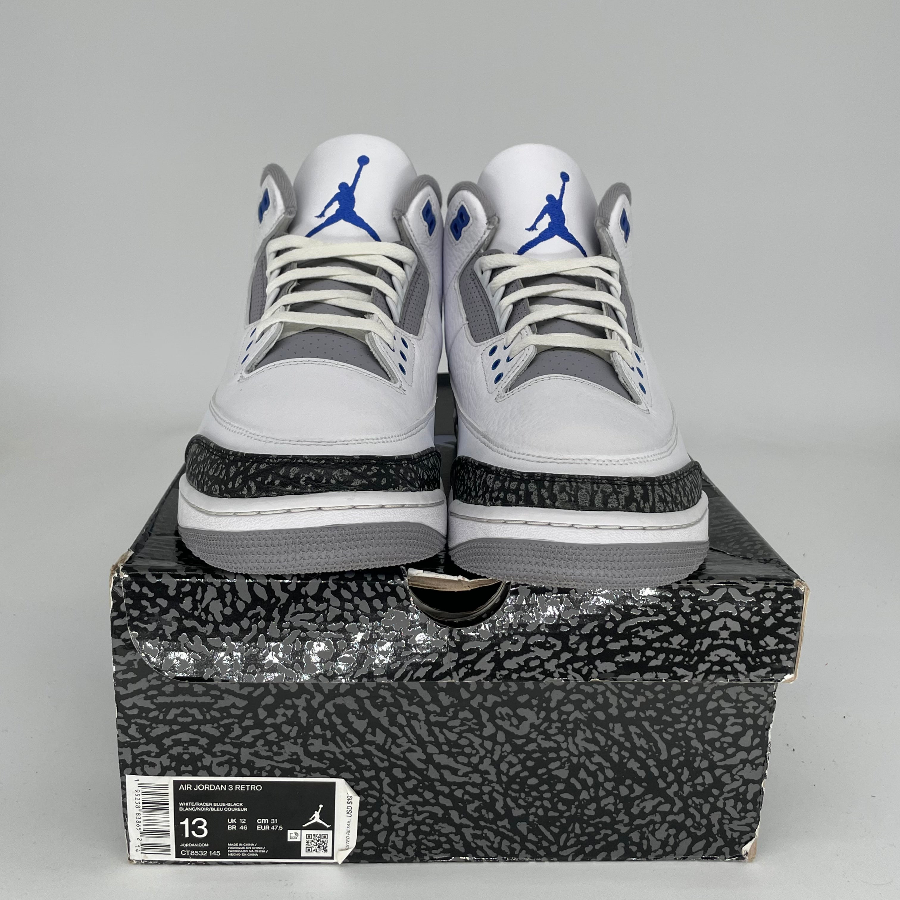Air Jordan 3 Racer Blue Men's Basketball Shoes Size 13 - Retro Sneakers for Running & Streetwear Style (CT8532-145) | Perfect for Sports, Casual Outfits & Sneaker Collectors