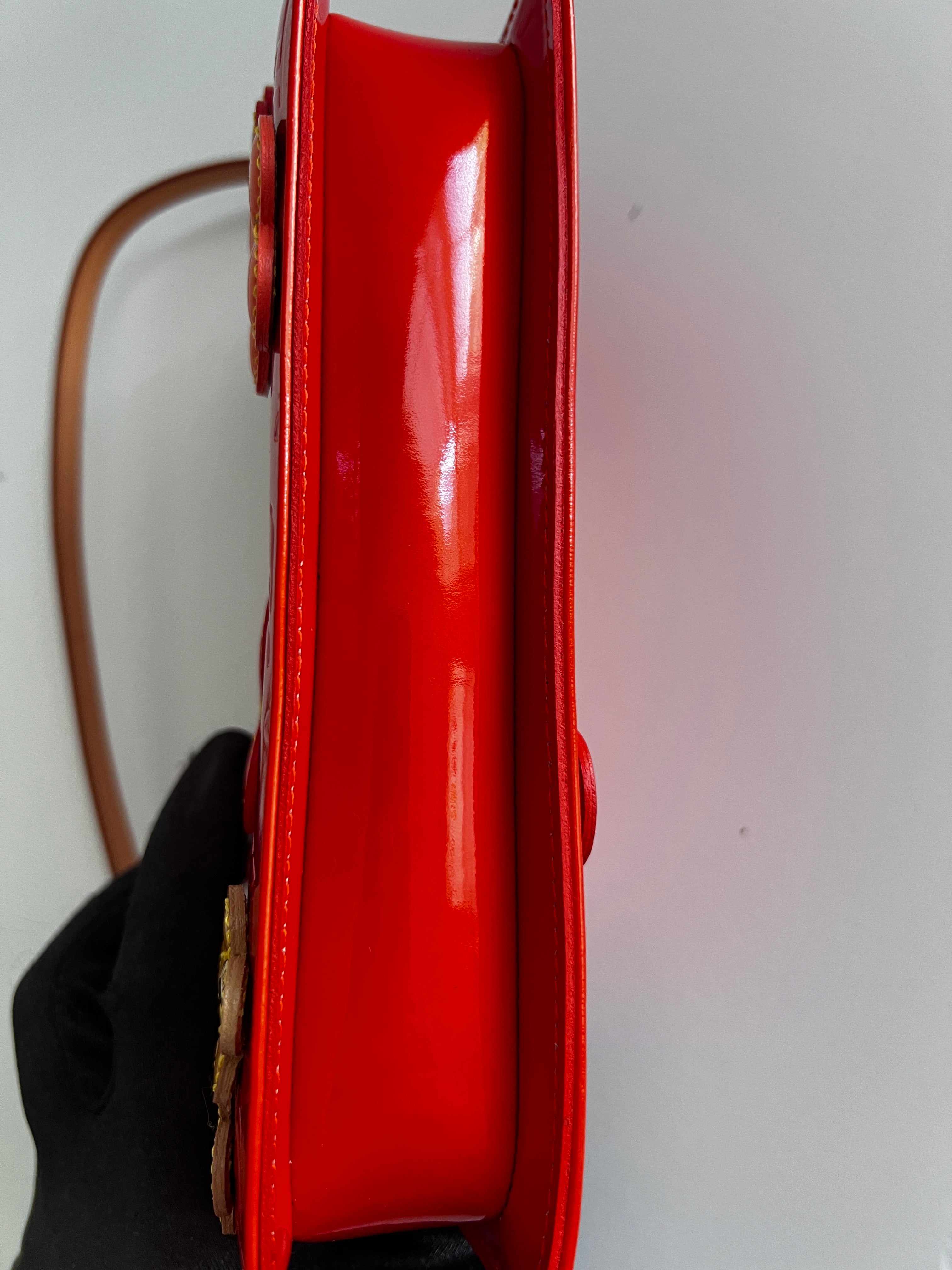Authentic Louis Vuitton Orange Sunset Monogram Vernis Lexington Fleurs Pochette Bag - Luxury Evening Clutch for Women, Perfect for Parties & Special Occasions