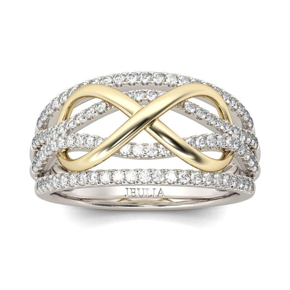 1 Carat Sterling Silver Infinity Cubic Zirconia Wedding Band for Women - Two Tone Solitaire Engagement Ring, Promise & Anniversary Jewelry with Gift Box | Perfect for Proposals, Weddings, Anniversaries & Special Occasions