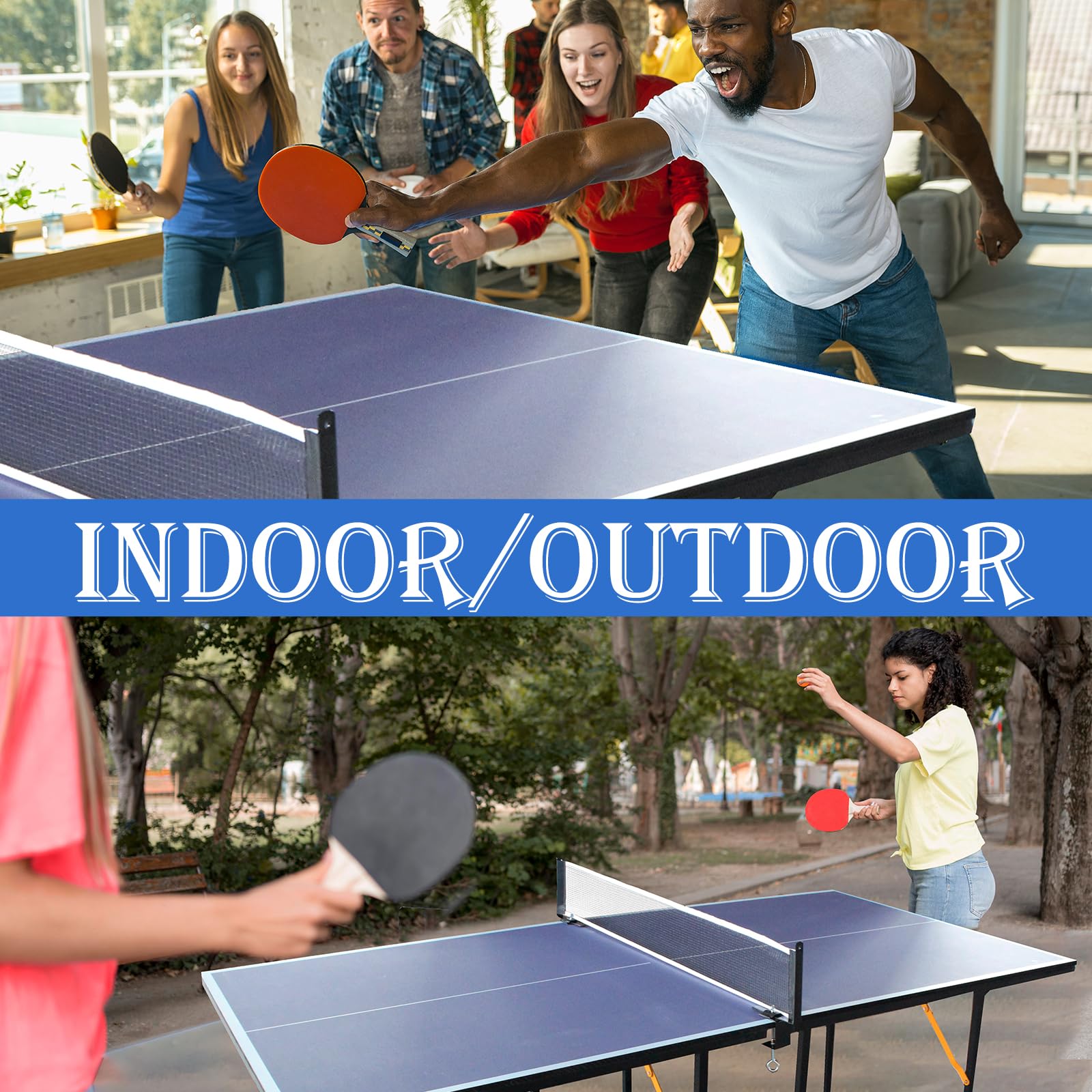 Foldable & Portable Table Tennis Set - Indoor/Outdoor Ping Pong Table with Net & Paddles | Perfect for Backyard, Garage, Office & Family Game Night