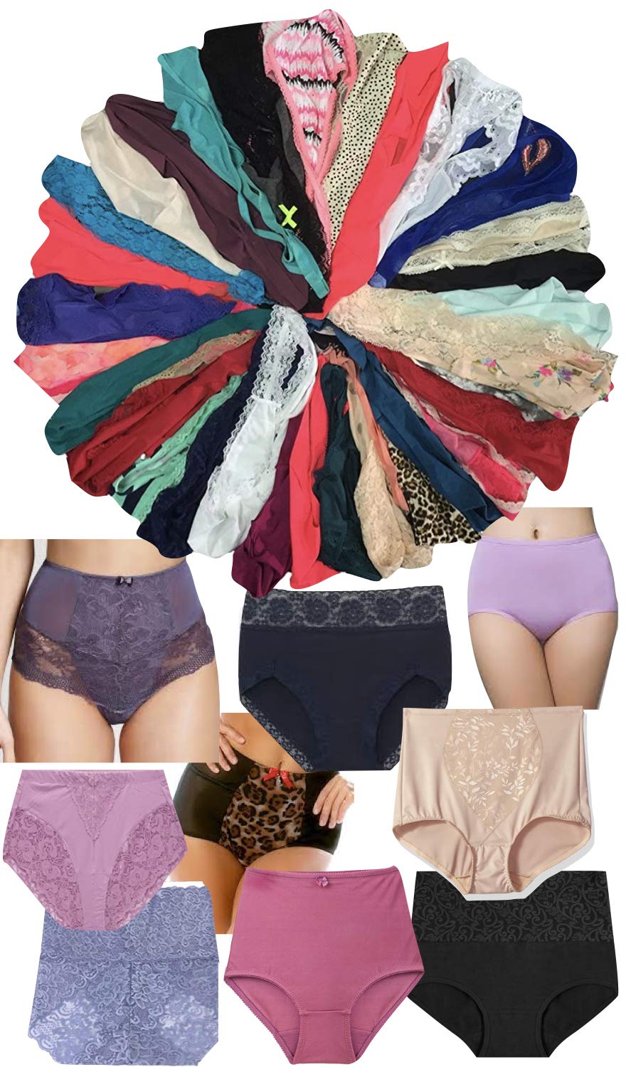 ToBeInStyle Women's 6 or 12 Pack Assorted Print Underwear - Bikini, Brief & Thong Panties Set | Comfortable Daily Wear & Lingerie Gift