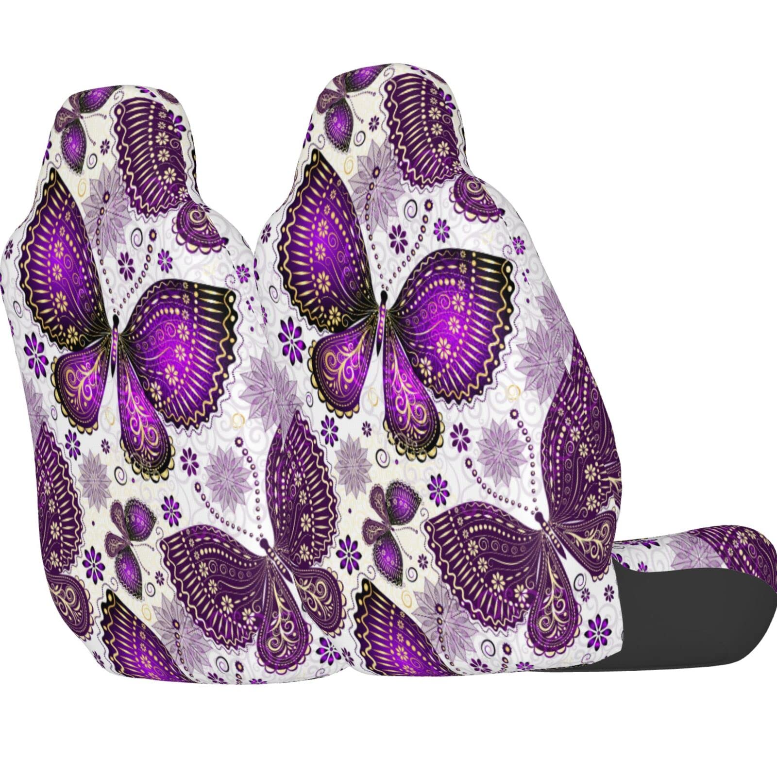 Premium Delerain 2-Piece Car Seat Covers with Butterfly Design - Universal Fit for Most Cars, SUVs, Sedans & Trucks - Interior Protection & Style Upgrade for Daily Commute, Road Trips & Family Travel