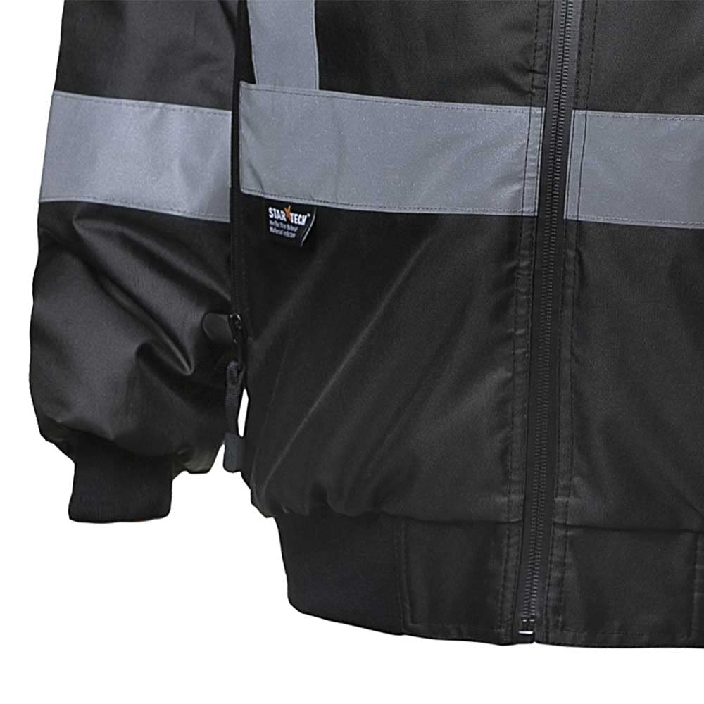 Pioneer Hi-Vis Waterproof Heated Safety Bomber Jacket for Men - Class 1 Winter Rain Gear with Reflective Tape & Detachable Hood - Ideal for Construction, Road Work & Outdoor Winter Activities