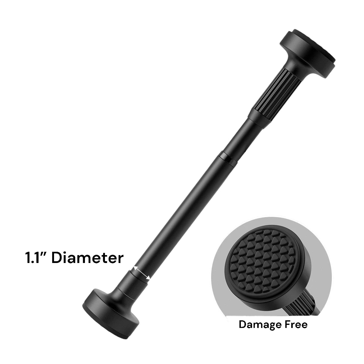 Alana 1.1 Inch Adjustable Metal Spring Tension Curtain Rod - Perfect for Windows, Doors, and Closet Organization