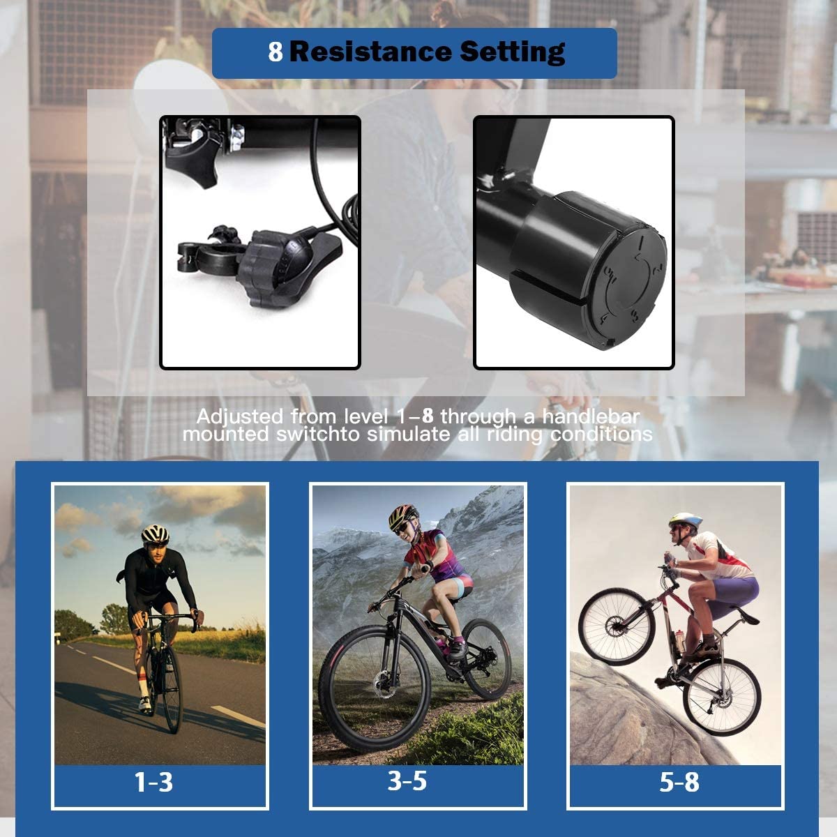 Magnetic Bike Trainer Stand for Indoor Cycling - Quick Release Folding Exercise Bike Stand with 8 Resistance Levels - Steel Stationary Trainer for 26”-28” Wheels - Perfect for Home Workouts & Winter Training