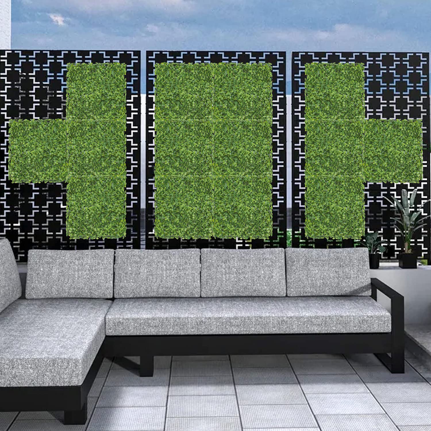 APICRED 14-Pack Artificial Boxwood Panels & Faux Ivy Privacy Fence - 20