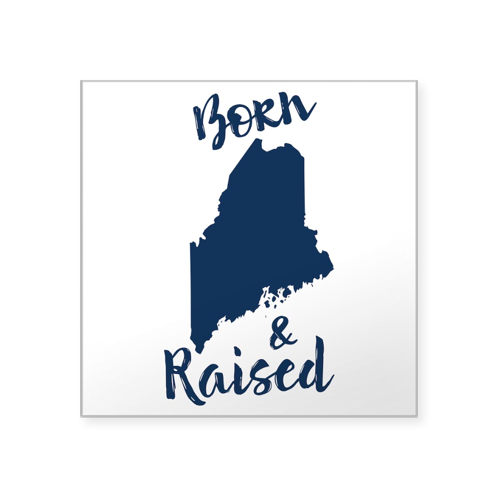 Maine Born & Raised 3x3 Inch Square Bumper Sticker - Durable Car Decal for Windows, Laptops & Coolers - Perfect for State Pride & Outdoor Enthusiasts