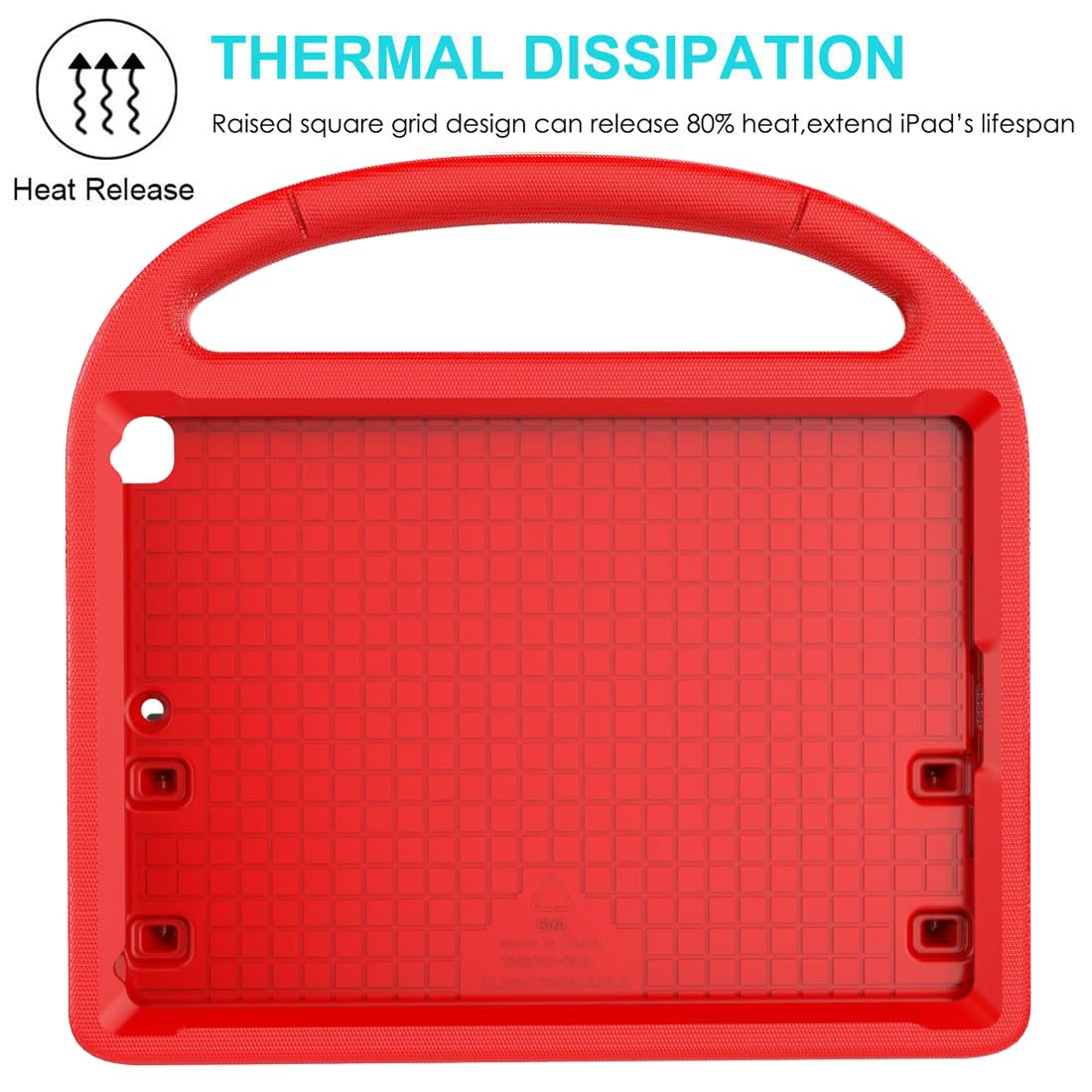 SUPLIK Shockproof Kids iPad Case for iPad 5th/6th Gen (9.7-inch 2017/2018), iPad Air 2 & iPad Pro 9.7 - Durable Protective Cover with Built-in Handle Stand & Screen Protector (Red) - Perfect for School, Travel & Home Learning