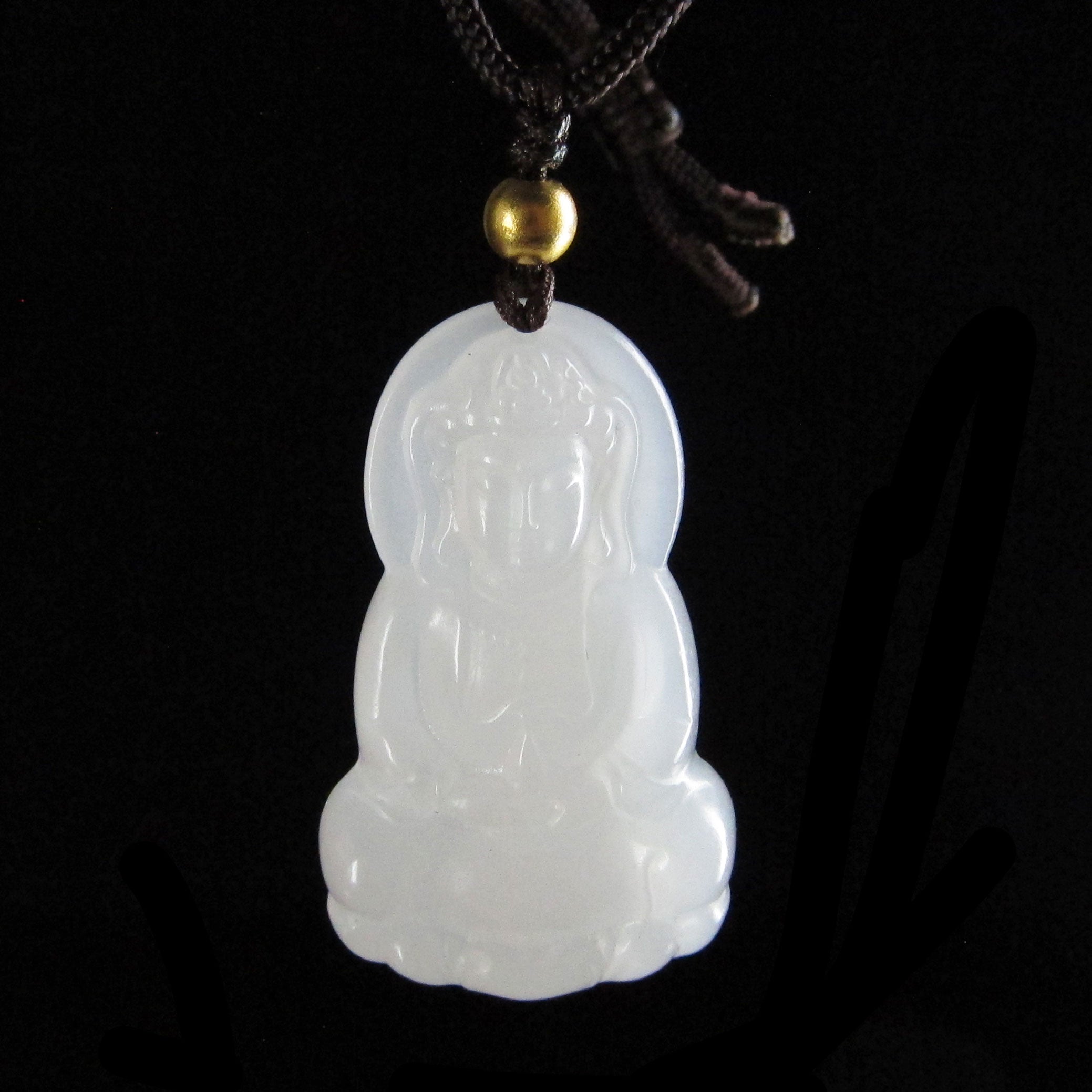 24K Gold Nephrite GuanYin Pendant - Elegant Buddhist Jewelry for Meditation & Spiritual Protection | Perfect Gift for Yoga Practitioners & Peace Seekers