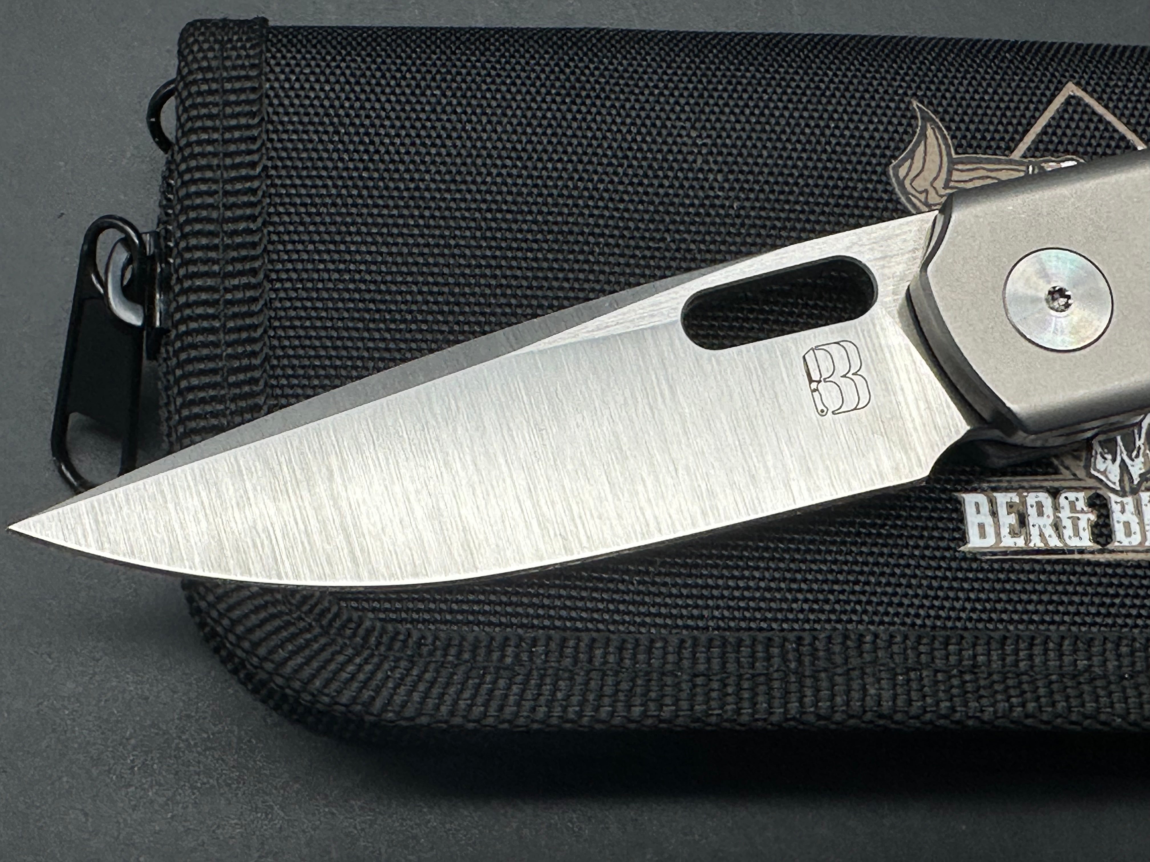 Berg Blades Sweeney Titanium & Carbon Fiber Handle Folding Knife with 20CV Steel Blade - EDC, Outdoor Camping, Hunting & Survival Gear