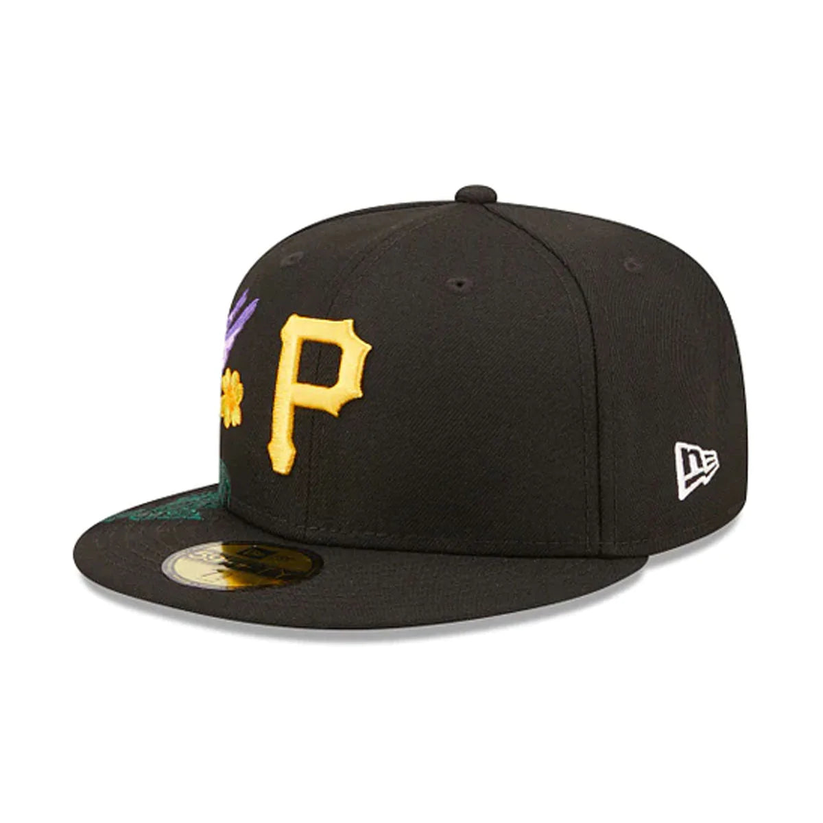 Pittsburgh Pirates Blooming Black 59FIFTY Fitted Hat for Men - Official MLB Baseball Cap for Sports Fans & Streetwear Fashion