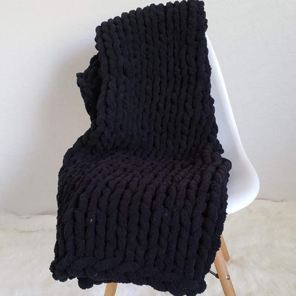 Chunky Knit Blanket - Soft Chenille Yarn Throw Blanket | Handwoven Weighted Cable Knit Blanket | Luxury Oversized Braided Blanket 120x180cm | Perfect for Sofa, Bed & Cozy Home Decor