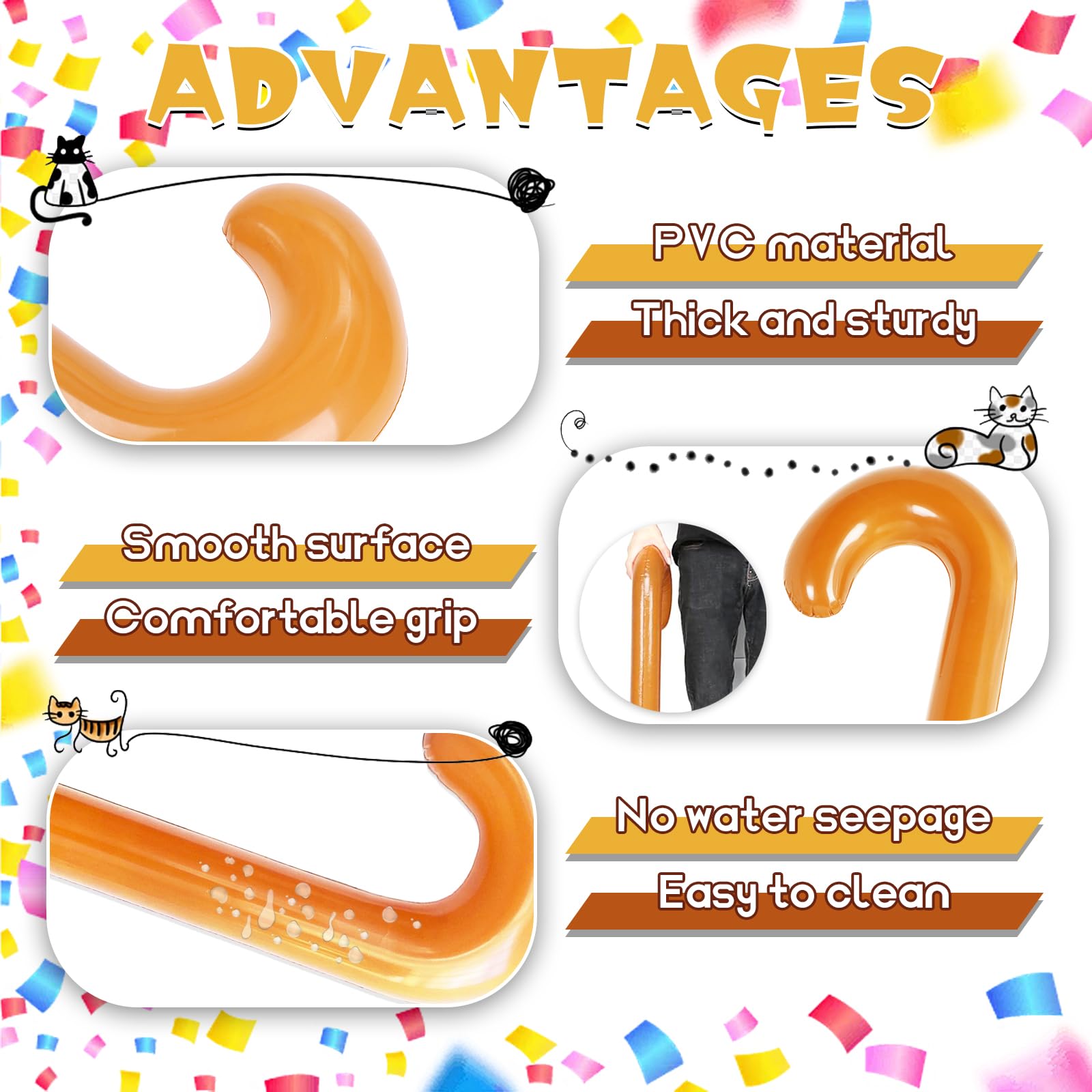 2 Pcs Large Inflatable Toy Canes - Funny Old Age Costume Props for Kids & Adults - Perfect for 100 Days of School, Senior Retirement Parties, Halloween Costumes, and Comedy Skits - Lightweight & Portable Party Accessories