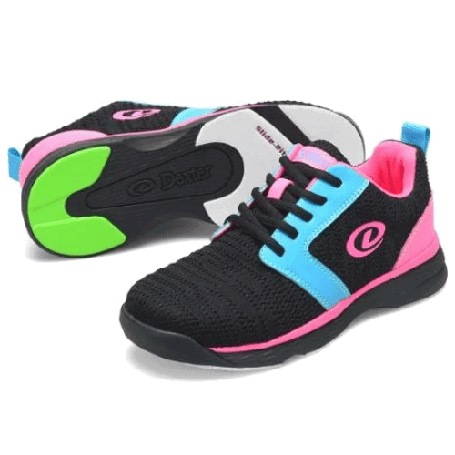 Dexter Women's Raquel LX Black Blue Pink Glow Bowling Shoes - Lightweight & Comfortable for League Play & Tournament Bowling