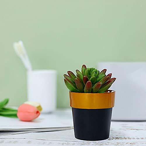 3-Inch Black Gold Metallic Round Plastic Flower Pots - Set of 3, Wedding Centerpieces, Home & Garden Decor, Perfect for Wedding Receptions, Table Decorations, and Indoor Plant Displays