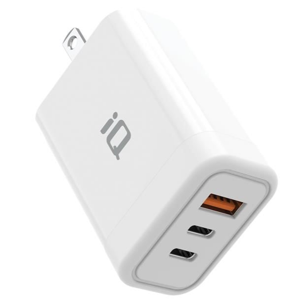 65W Fast Charger with 2 USB-C & 1 USB-A Ports - GaN PD Wall Charger for iPhone 15/14/13, MacBook, iPad, Samsung Galaxy - Compact Travel Charger for Home, Office & Car