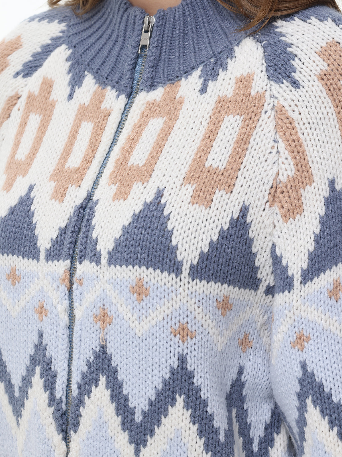 Victoria's Fair Isle Sweater Bomber Jacket - Women's Knitted Winter Coat with Nordic Patterns | Perfect for Christmas, Holiday Outfits & Casual Winter Wear