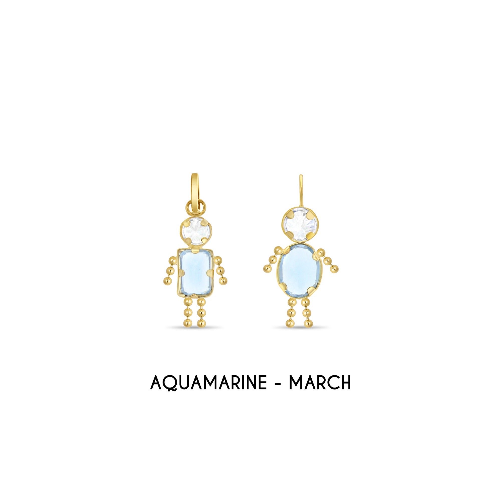14K Yellow Gold Vintage Baby Birthstone Charms - Personalized Jewelry Gift for Newborns, Christening & Baby Showers