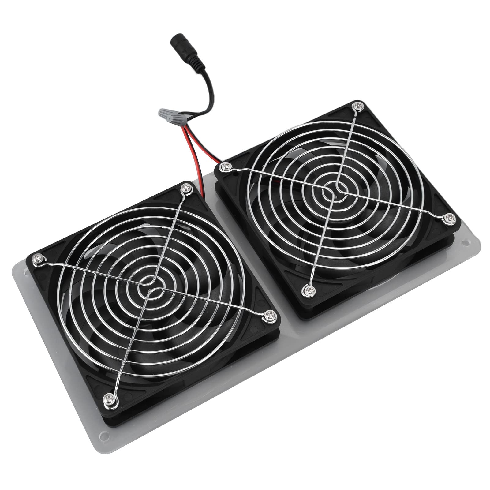 100W 12V Solar Panel Fan Kit - Waterproof Dual Exhaust Fans with Solar Panel for Greenhouses, Chicken Coops, Sheds & Pet Houses - Ideal for Ventilation in Small Spaces, Crawl Spaces & Outdoor Shelters