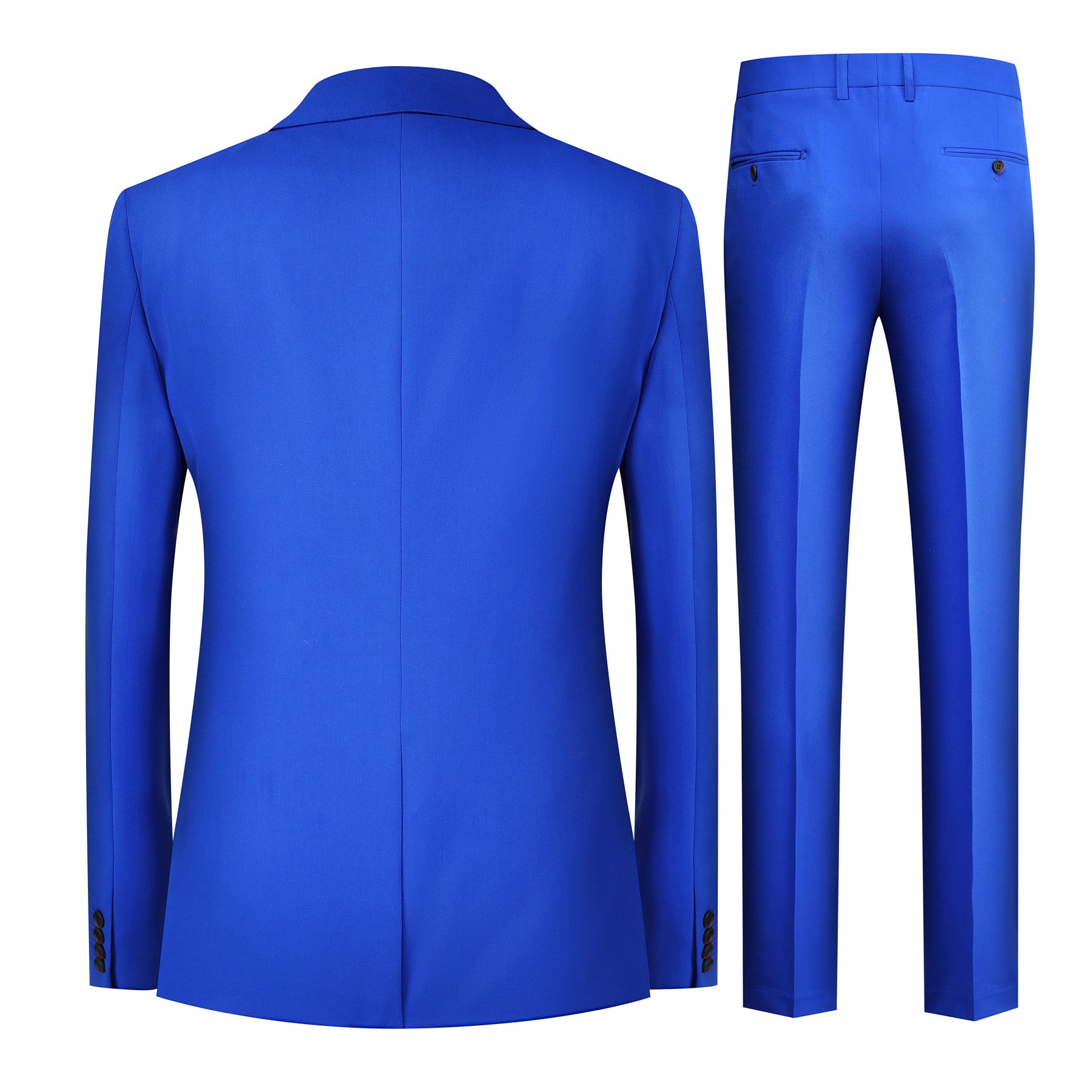3 Piece Men's Solid 2 Button Suit Royal Blue - Formal Business Attire for Weddings, Office & Special Occasions