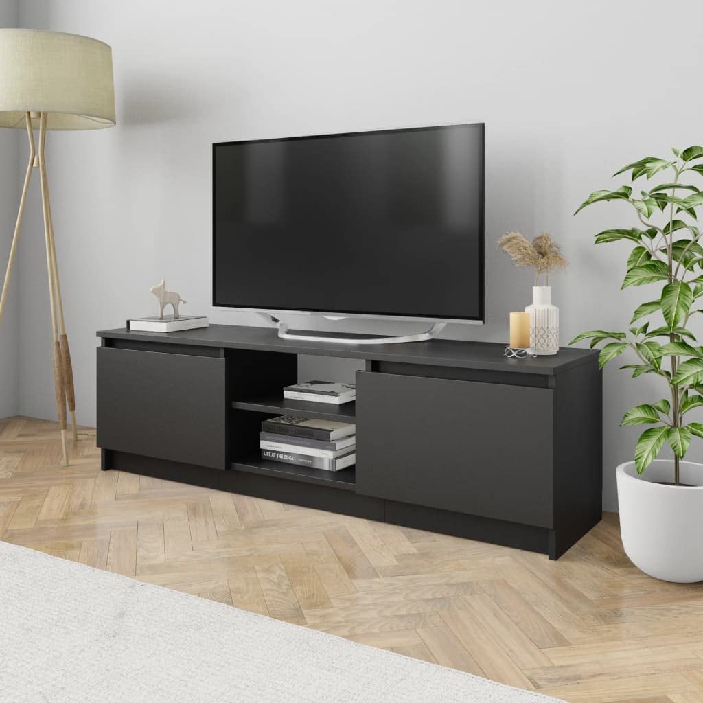 Queen.Y 55 Inch TV Stand - Modern Wooden Media Console with 2 Doors & Open Shelves, Entertainment Center for Living Room & Bedroom - Perfect for Streaming, Gaming & Home Theater Setup (47