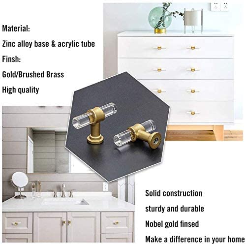 25 Pack Brushed Brass Cabinet Knobs - Modern Gold Drawer Pulls for Kitchen & Bathroom - Clear Acrylic Cabinet Handles - Durable Hardware for Home Organization & DIY Projects (Perfect for Updating Cabinets, Dressers & Furniture)
