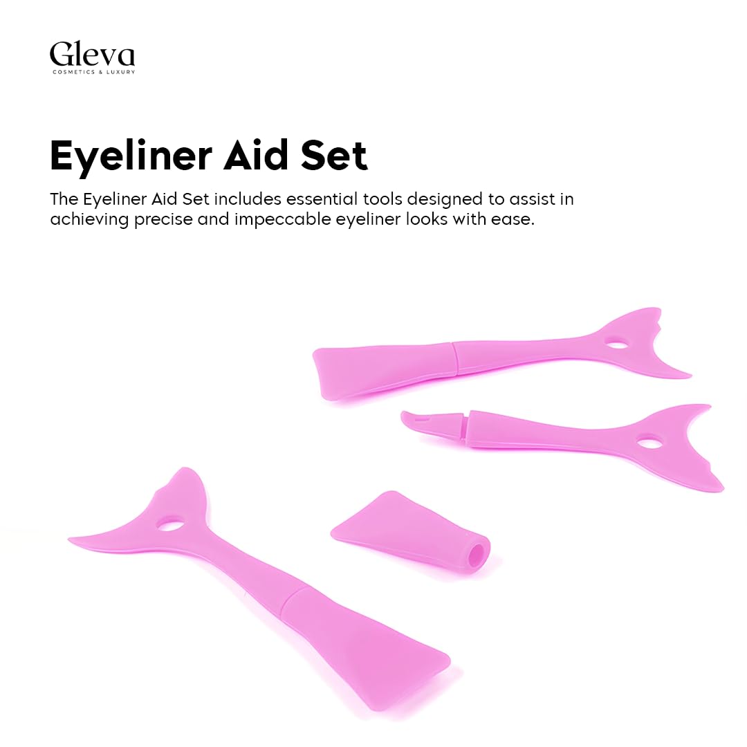 Gleva 4-in-1 Reusable Silicone Mascara Guard & Eyeliner Tape - Upper & Lower Eye Lash Shield, Eyeshadow & Eyebrow Stencil - Perfect Makeup Tool for Beginners (Pink) | Great for Smudge-Free Mascara Application & Precise Eyeliner Looks