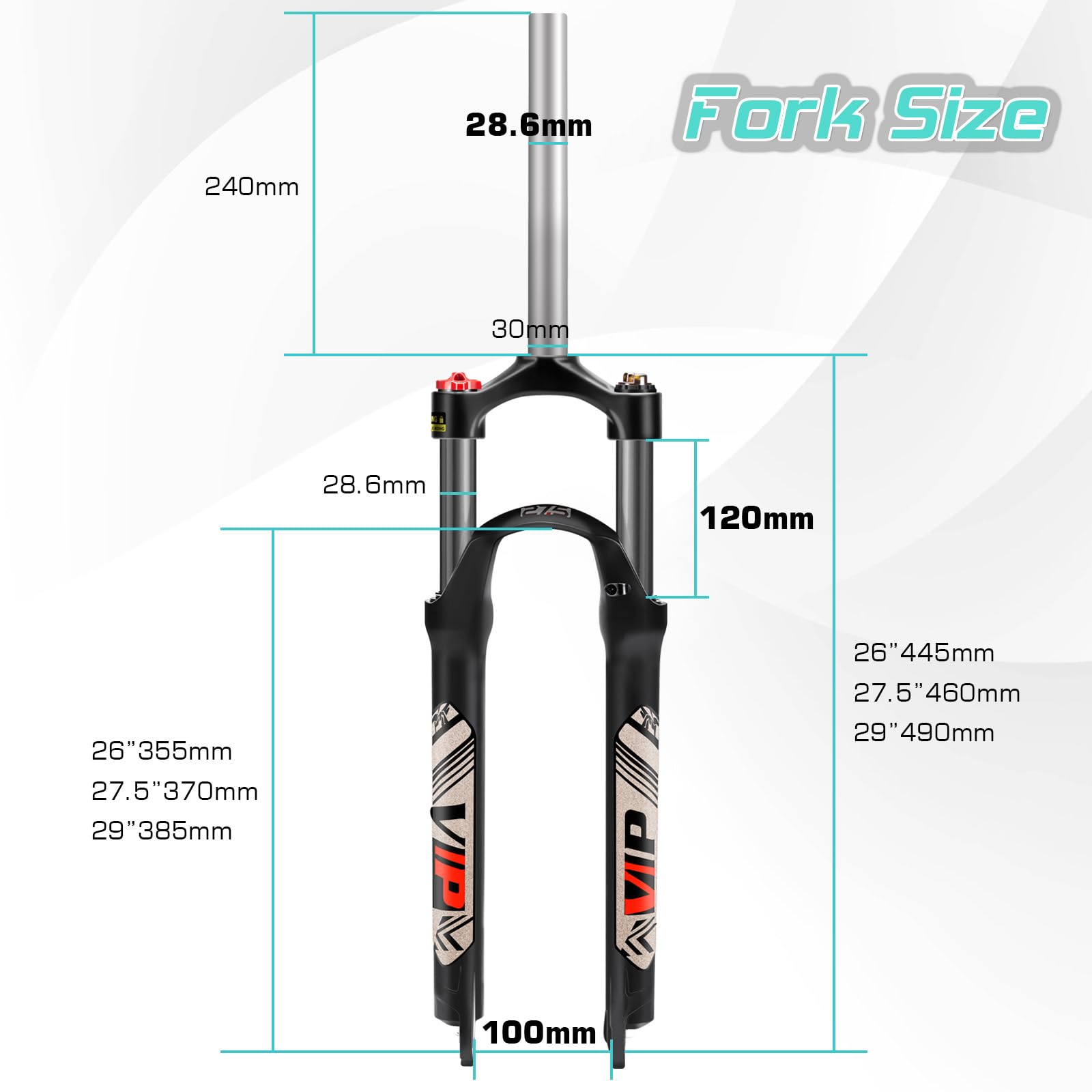BUCKLOS 26/27.5/29 Inch MTB Suspension Fork - 100mm Travel, 28.6mm Straight Tube, QR 9mm, Crown Lockout, Aluminum Alloy XC Mountain Bike Front Fork for Trail Riding & Cross-Country Cycling
