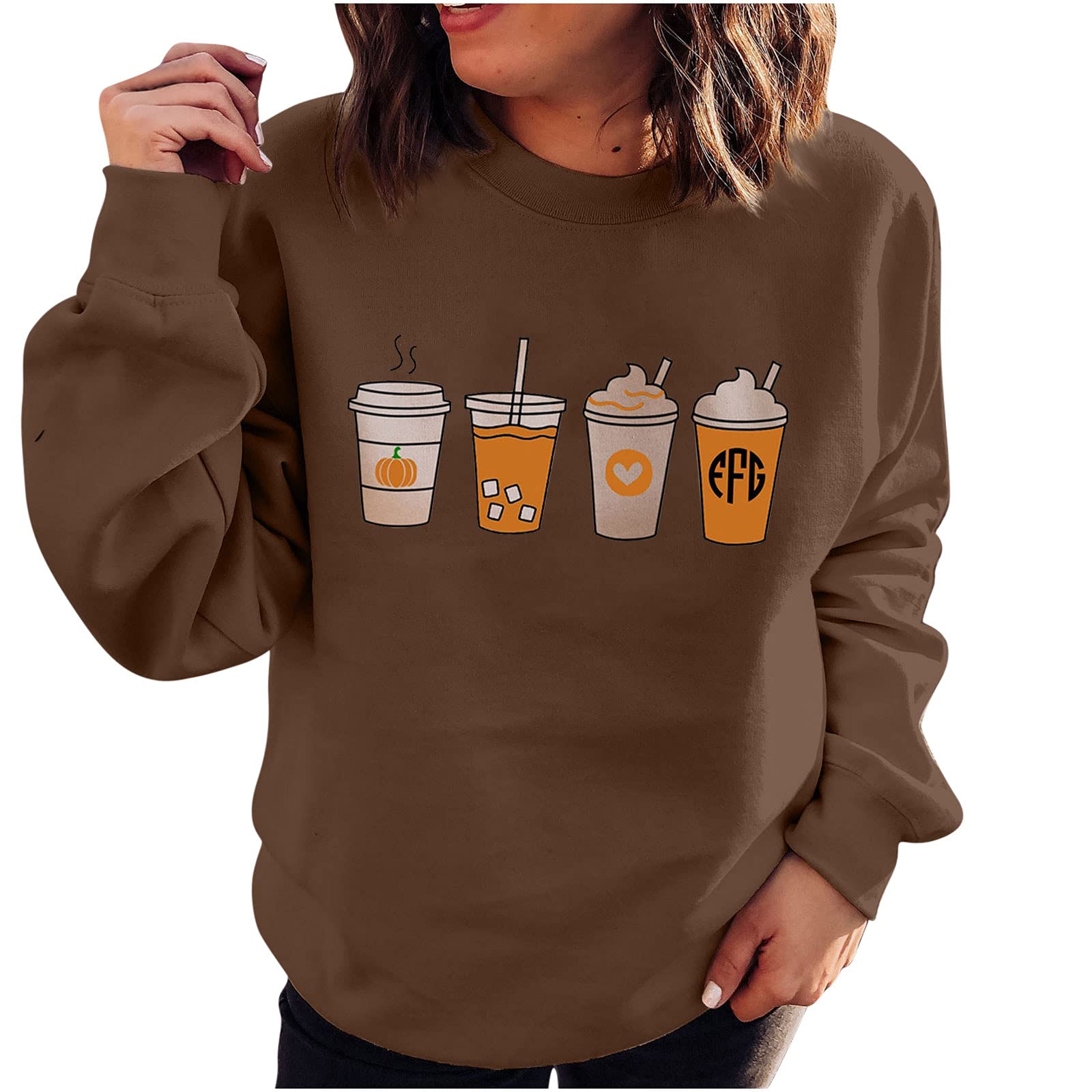 Vintage Loose Fit Long Sleeve Crewneck Sweater Blouse for Women - Fall Winter Fashion Top - Perfect for Vacation, Halloween & Casual Wear
