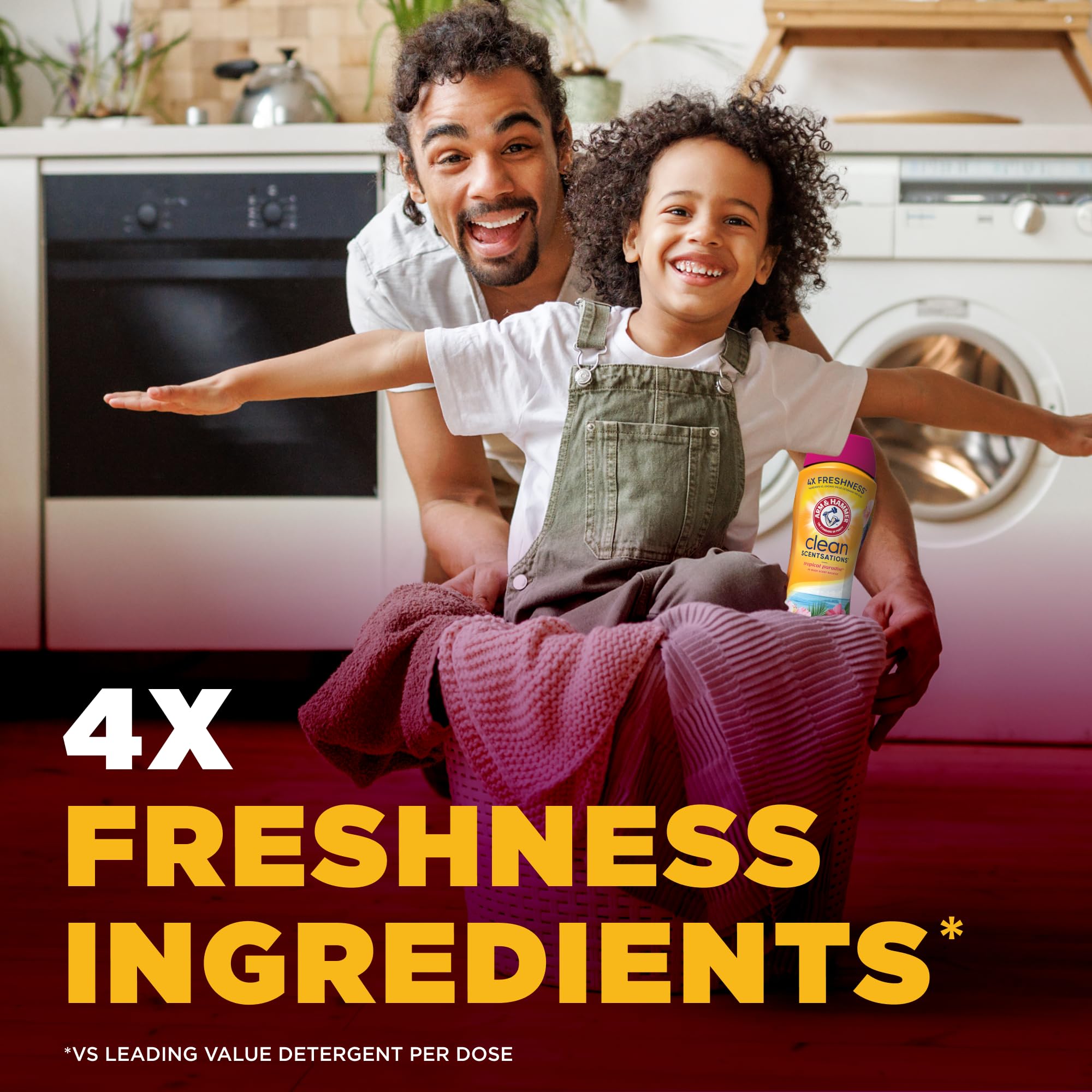 ARM & HAMMER Clean Scentsations In-Wash Scent Booster | Tropical Paradise Fragrance Laundry Crystals | 45 Oz | Long-Lasting Freshness for Clothes & Linens | Perfect for Laundry, Gym Bags & Travel