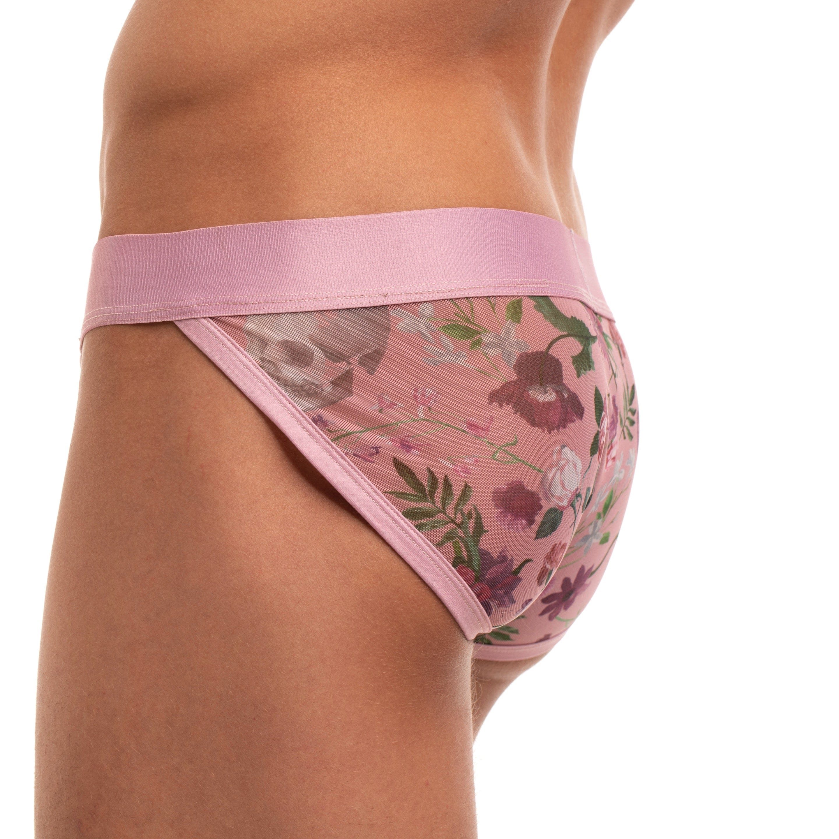 Dutch Floral Mesh Sport Brief Pink - Breathable Comfort Underwear for Women, Gym & Activewear - Perfect for Yoga, Running & Workouts