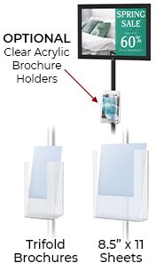 Adjustable 8.5x11 Pedestal Sign Holder with Square Steel Base & Slide-In Frame - Durable Tabletop Display Stand for Retail Stores, Restaurants & Events