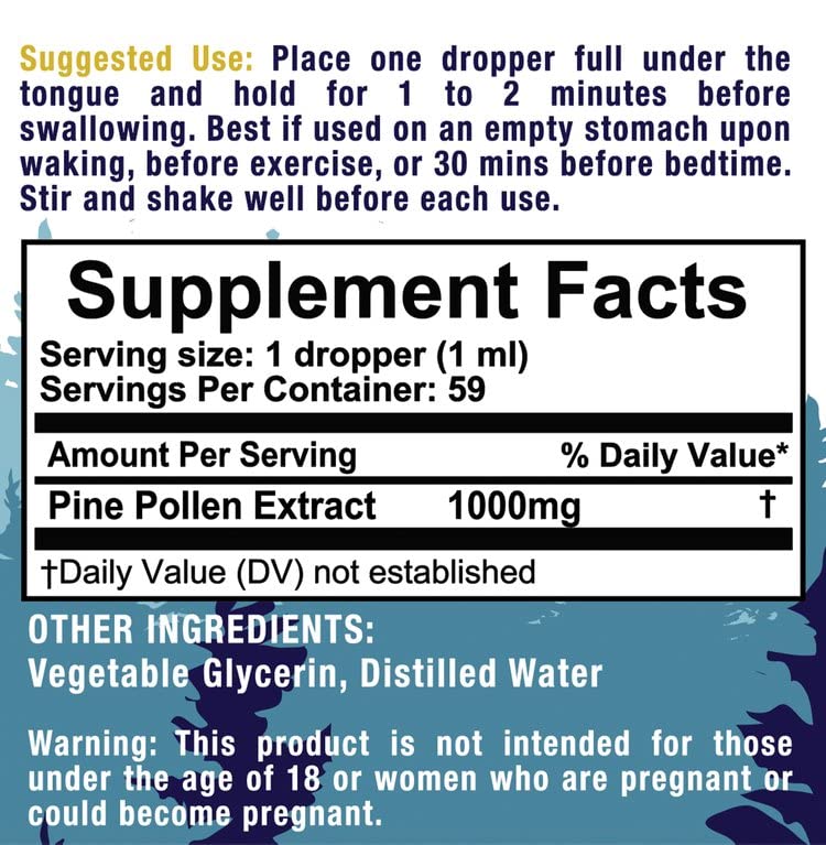 Pine Pollen Tincture 1000mg Liquid Extract (2 fl oz) - Vegan, Gluten Free, Non-GMO Superfood Supplement with Vitamins & Minerals | Boost Energy, Support Immunity & Enhance Wellness - Perfect for Daily Health Routine & Active Lifestyle