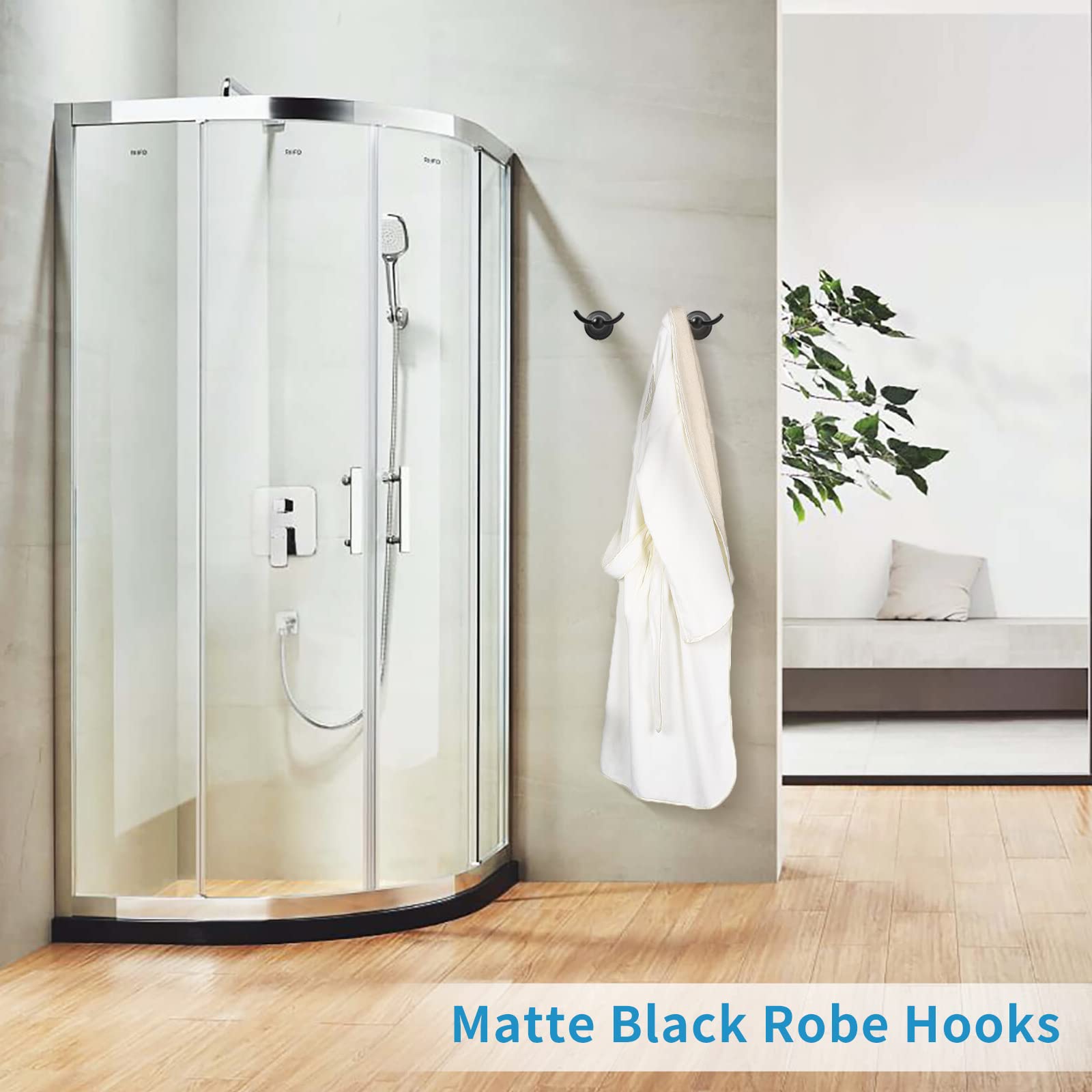 Premium Matte Black Wall Mounted Towel Hooks (6-Pack) - Heavy Duty Bathroom Towel Hangers for Robes & Towels - Rustproof Bathroom Accessories for Home, Gym, Spa & Hotel Use