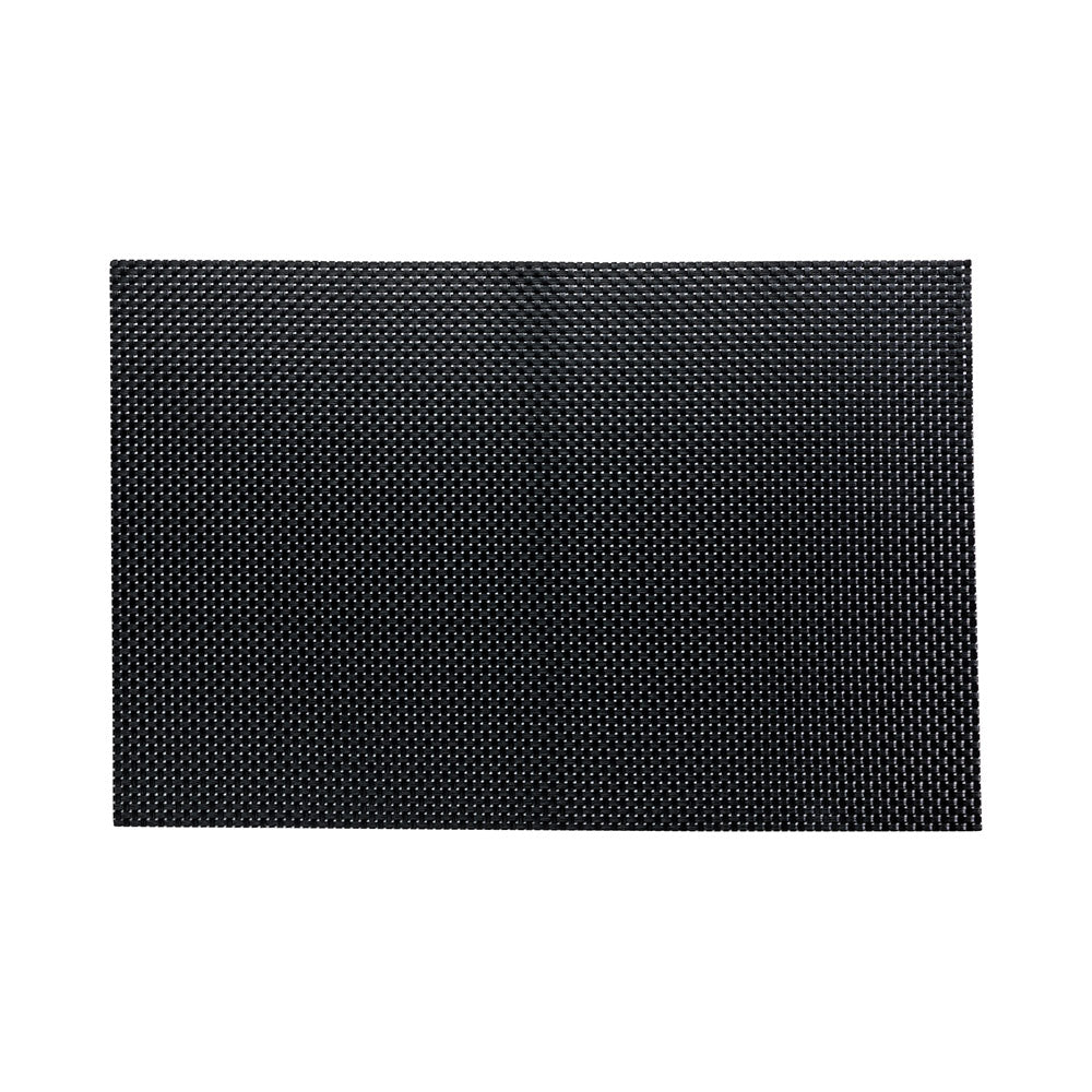 Amalfi Basketweave Black Vinyl Woven Placemats - Set of 6 (16