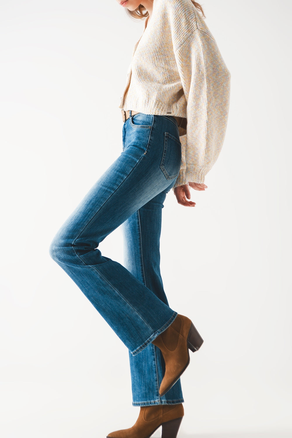 High Waist Bootcut Flared Jeans for Women - Stretchy Denim Pants for Casual & Office Wear